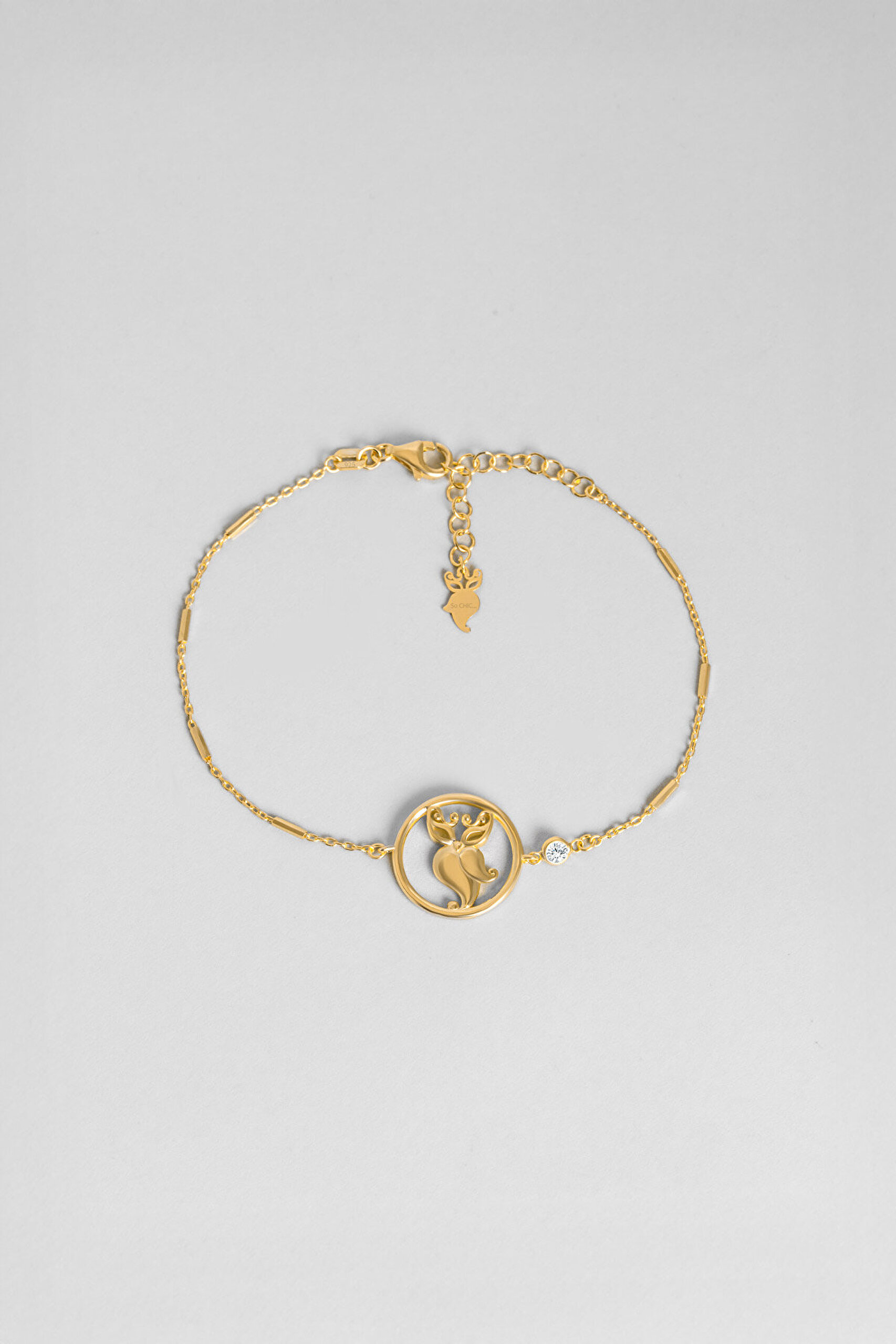 Özel Tasarım 18 Ayar Sarı Altın Kaplama Gümüş Uğurlu So Chic... Baykuş Bileklik - 0