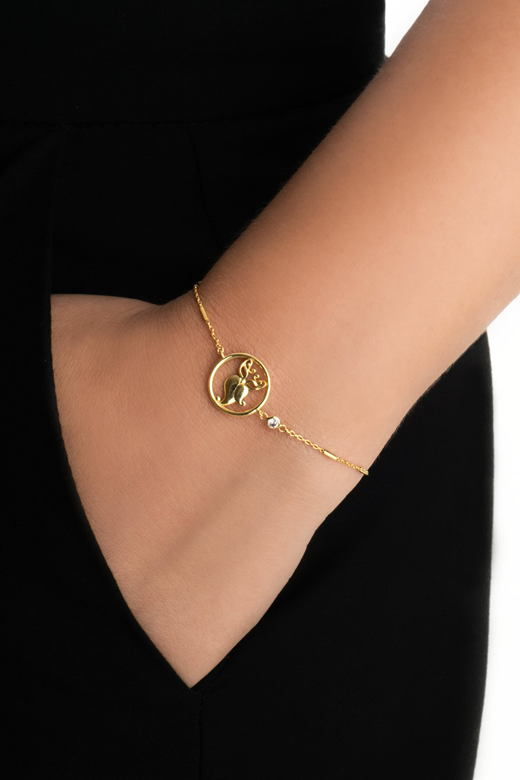 Özel Tasarım 18 Ayar Sarı Altın Kaplama Gümüş Uğurlu So Chic... Baykuş Bileklik - 1