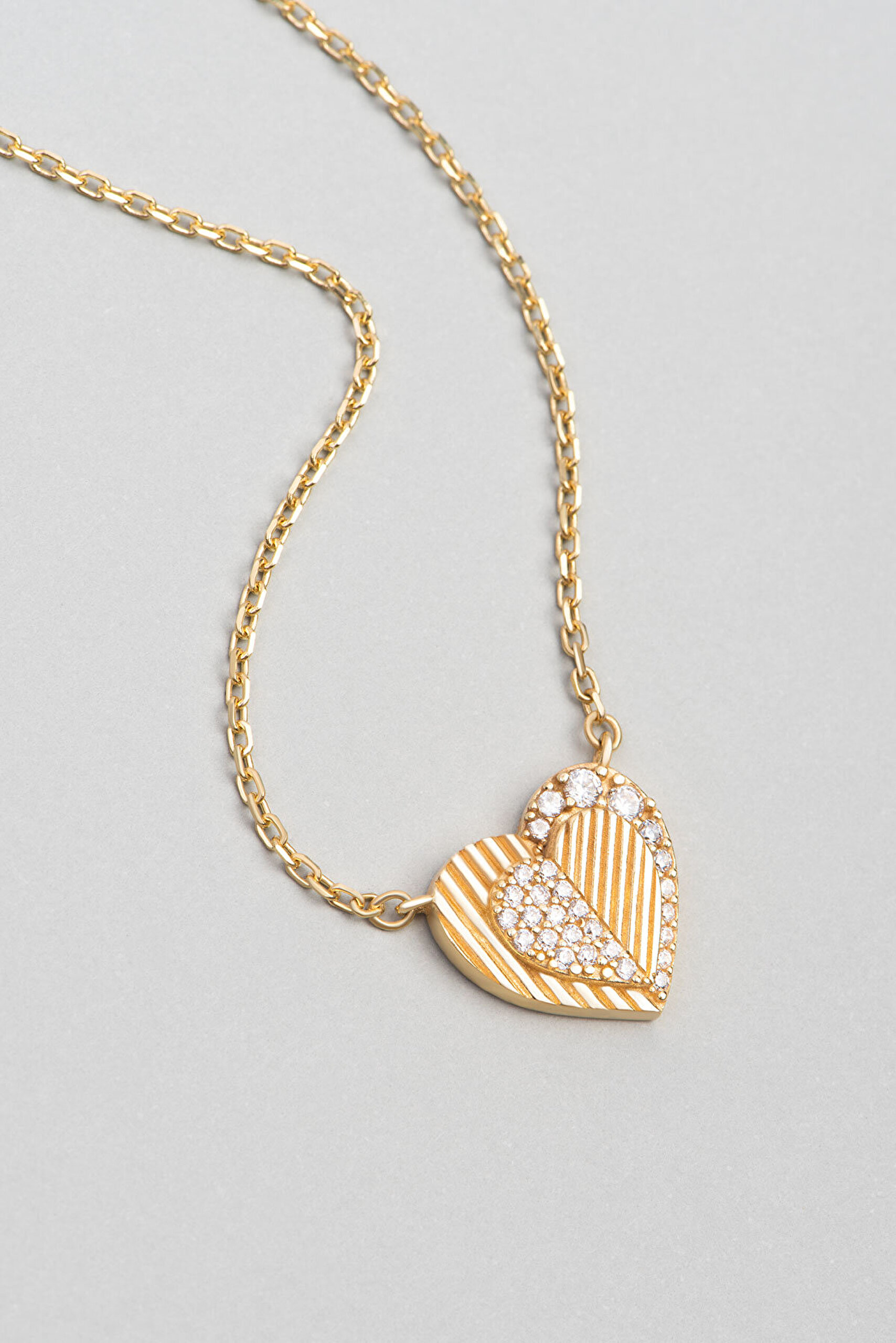 İki Kalp 18 Ayar Sarı Altın Kaplama 48 Cm Gümüş Minimal Kolye - 2