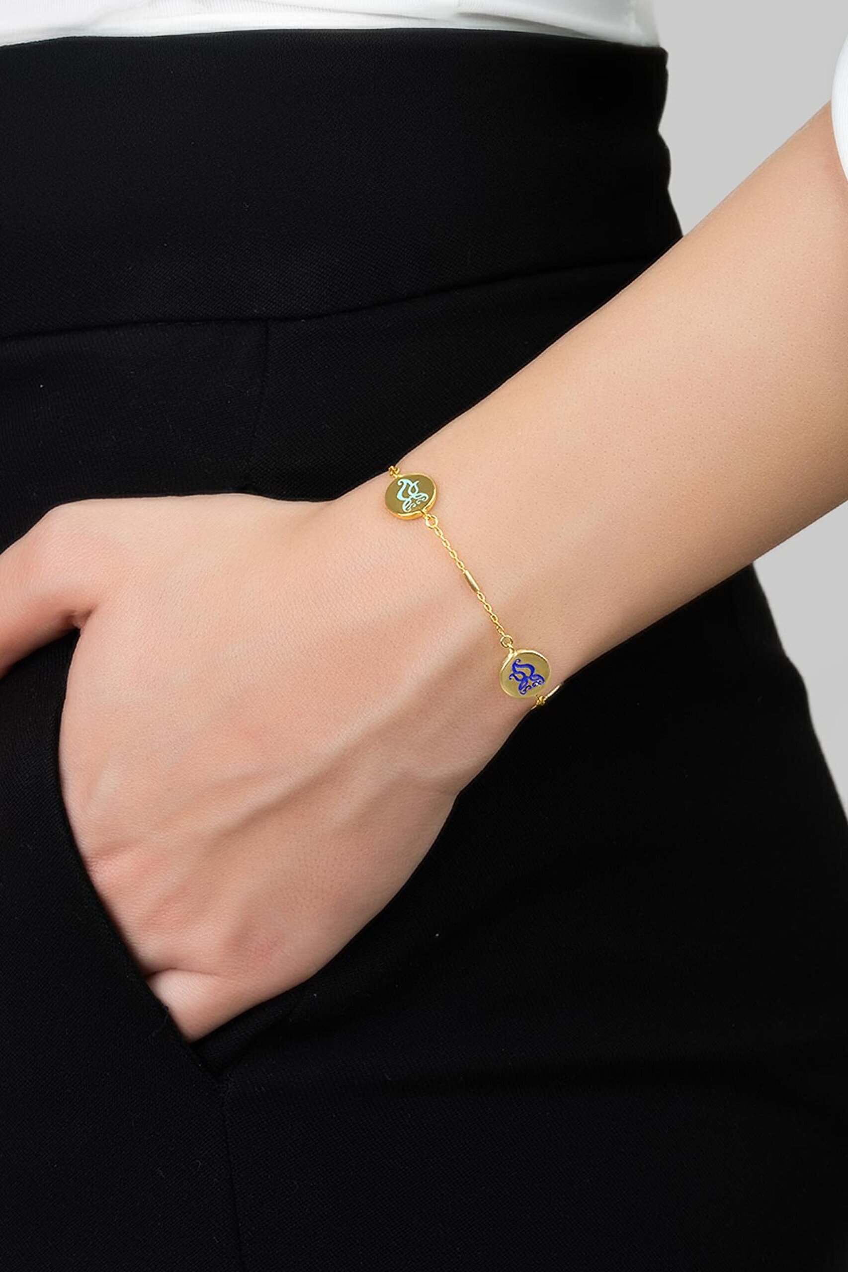 Mistik Rüya 18 Ayar Sarı Altın Kaplama 22 Cm Gümüş Uğurlu So Chic... Baykuş Bileklik - 1