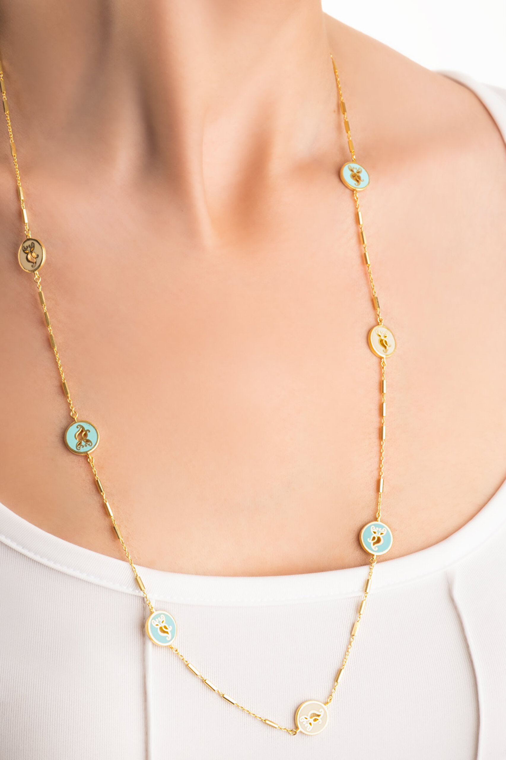 ⁠ Mistik Rüya 18 Ayar Sarı Altın Kaplama 70 Cm Gümüş Uğurlu So Chıc... Baykuş Kolye_1}