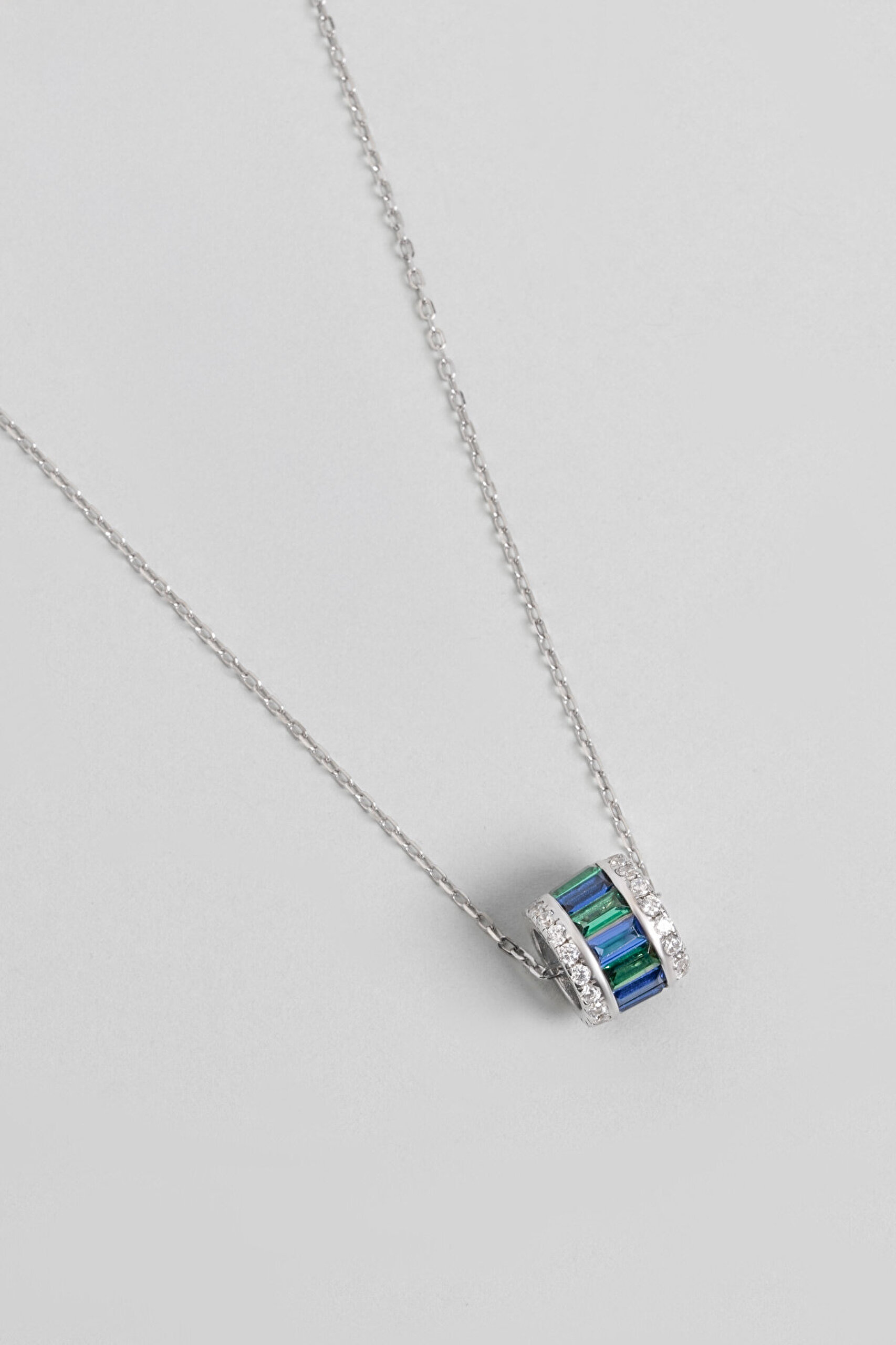 Minimal Tasarım 18 Ayar Beyaz Altın Kaplama 45 Cm Gümüş Kolye - 5