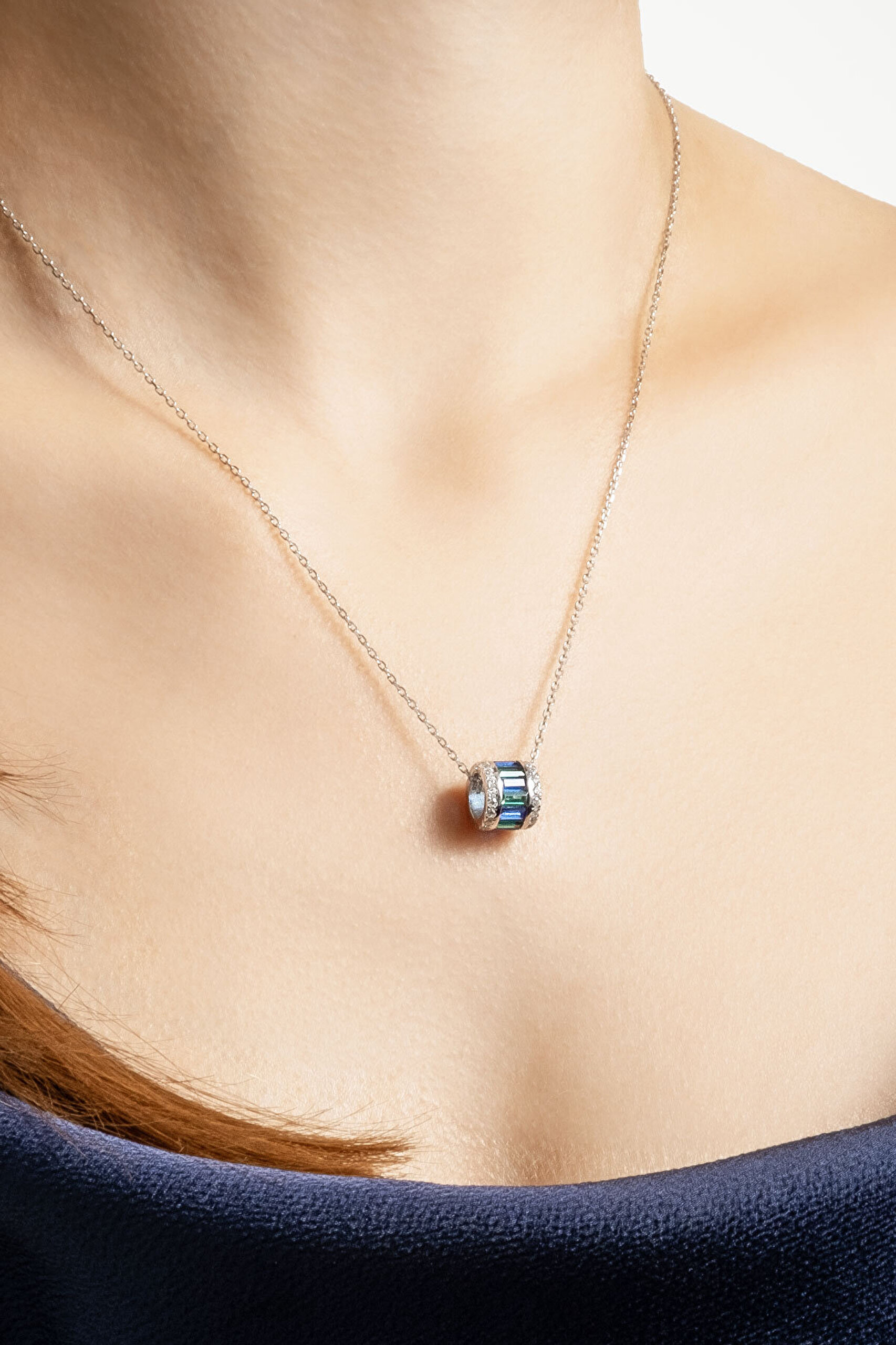 Minimal Tasarım 18 Ayar Beyaz Altın Kaplama 45 Cm Gümüş Kolye - 1