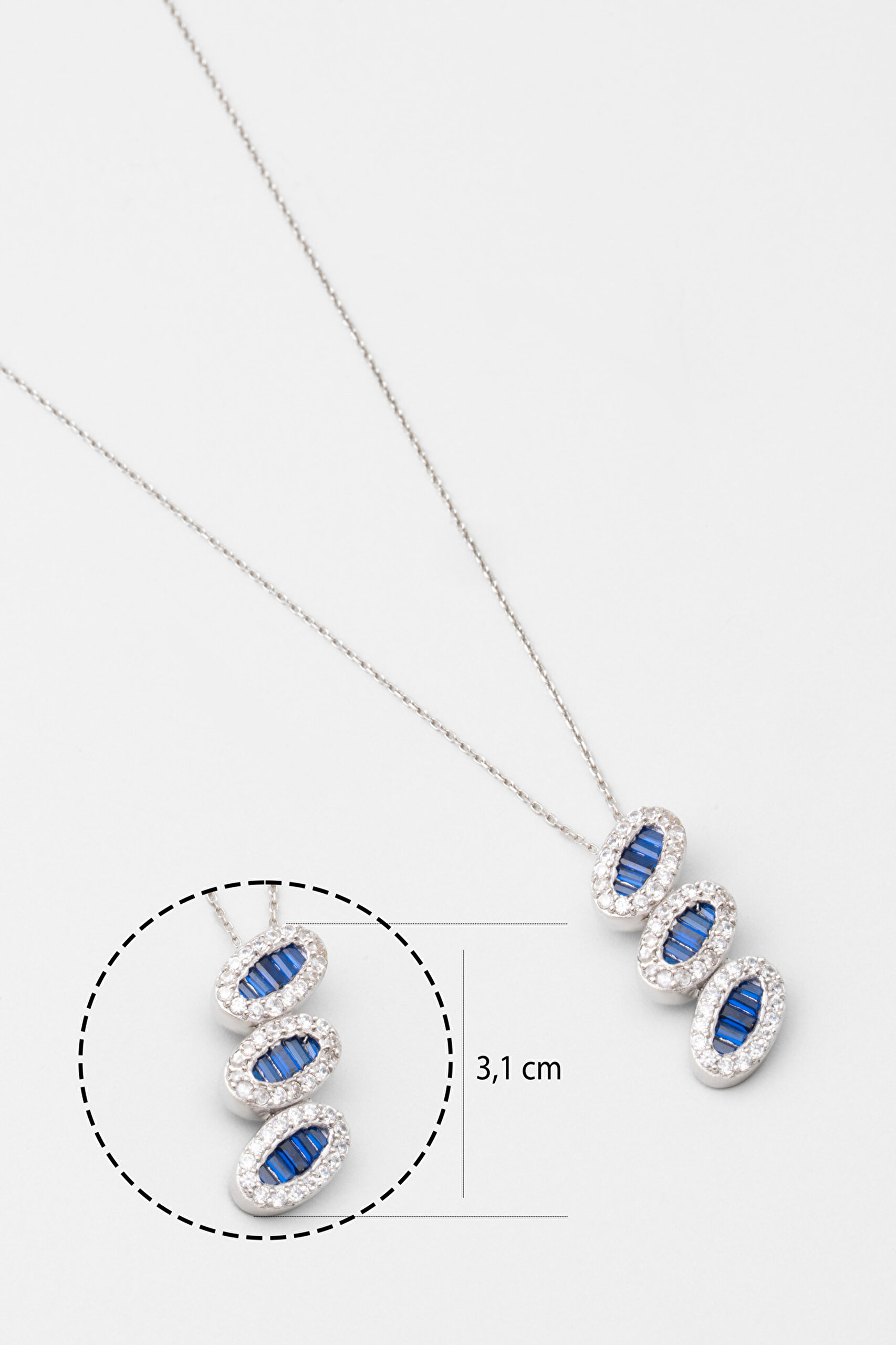 ⁠ Yakamoz 18 Ayar Beyaz Altın Kaplama 45 Cm Gümüş Kolye_1}