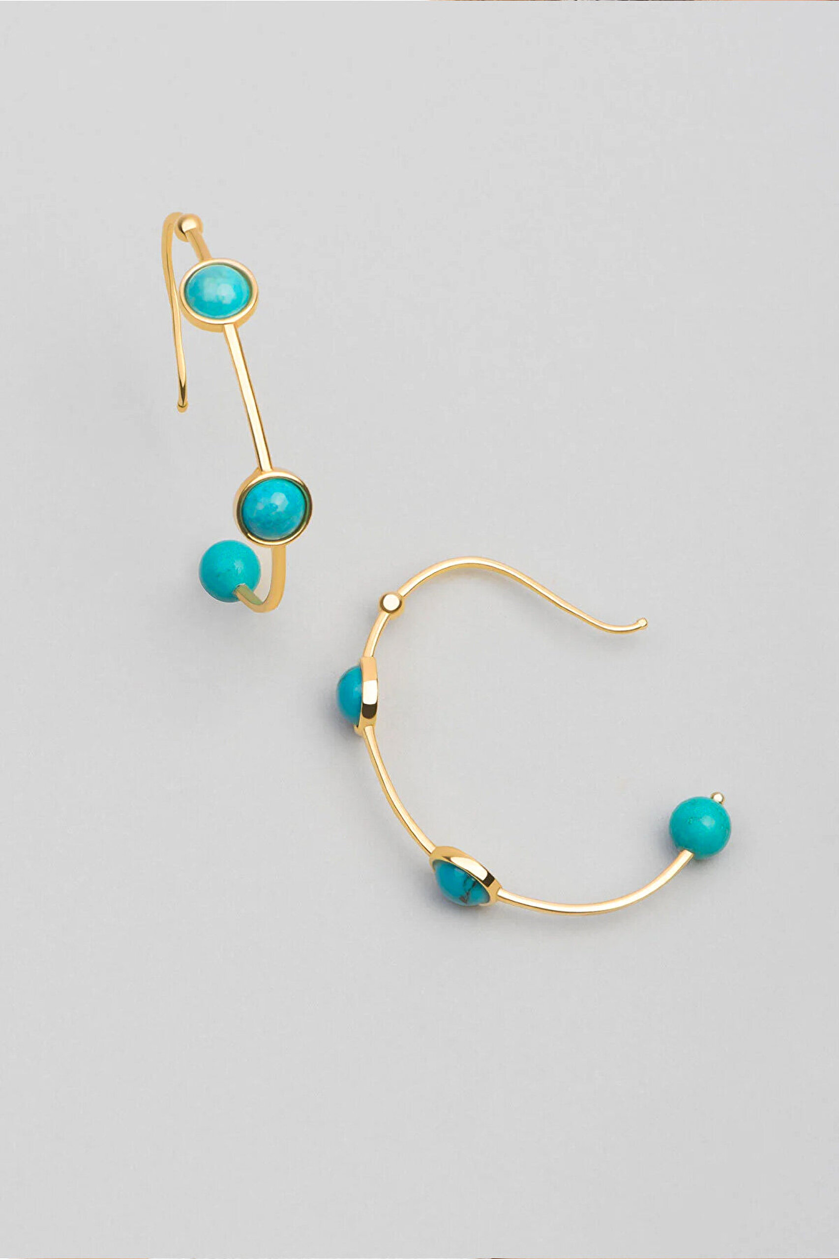 Mistik Ruh 18 Ayar Sarı Altın Kaplama Gümüş Halka Küpe - 0