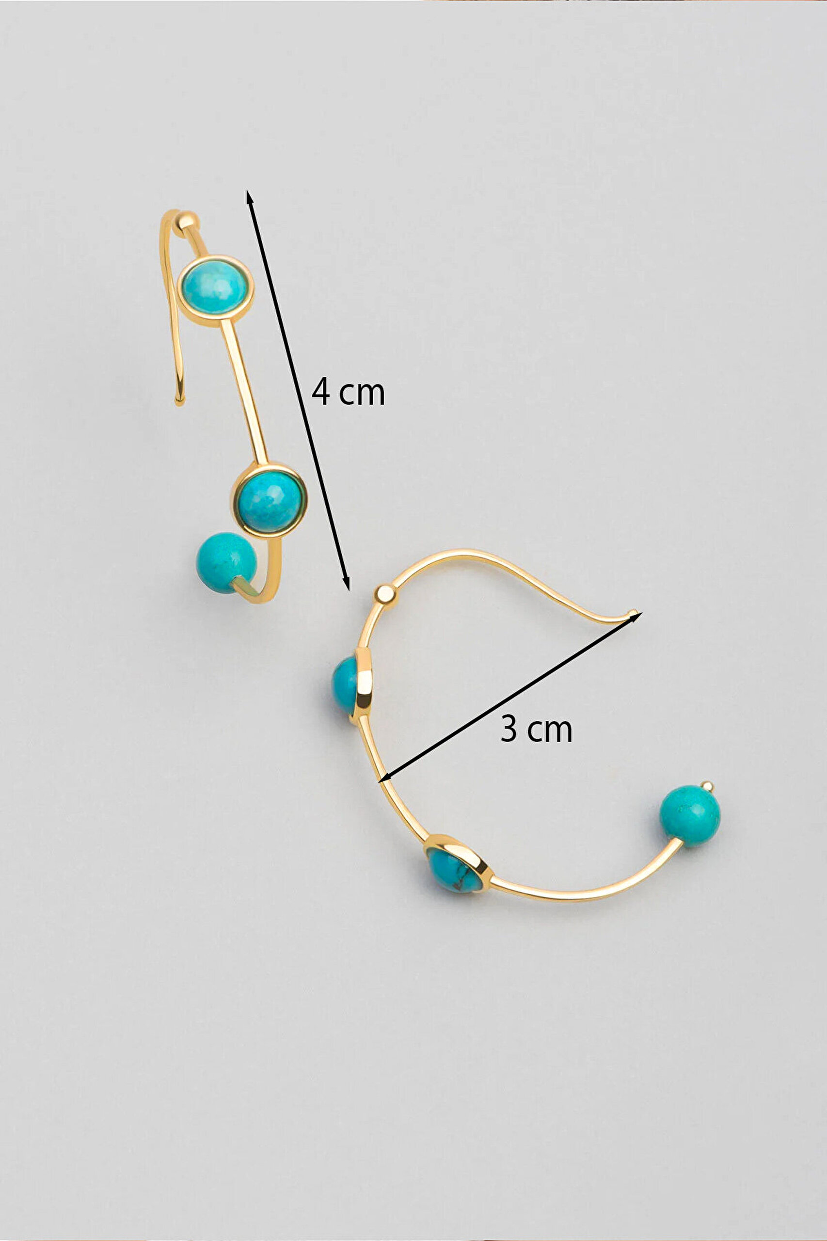 Mistik Ruh 18 Ayar Sarı Altın Kaplama Gümüş Halka Küpe - 2