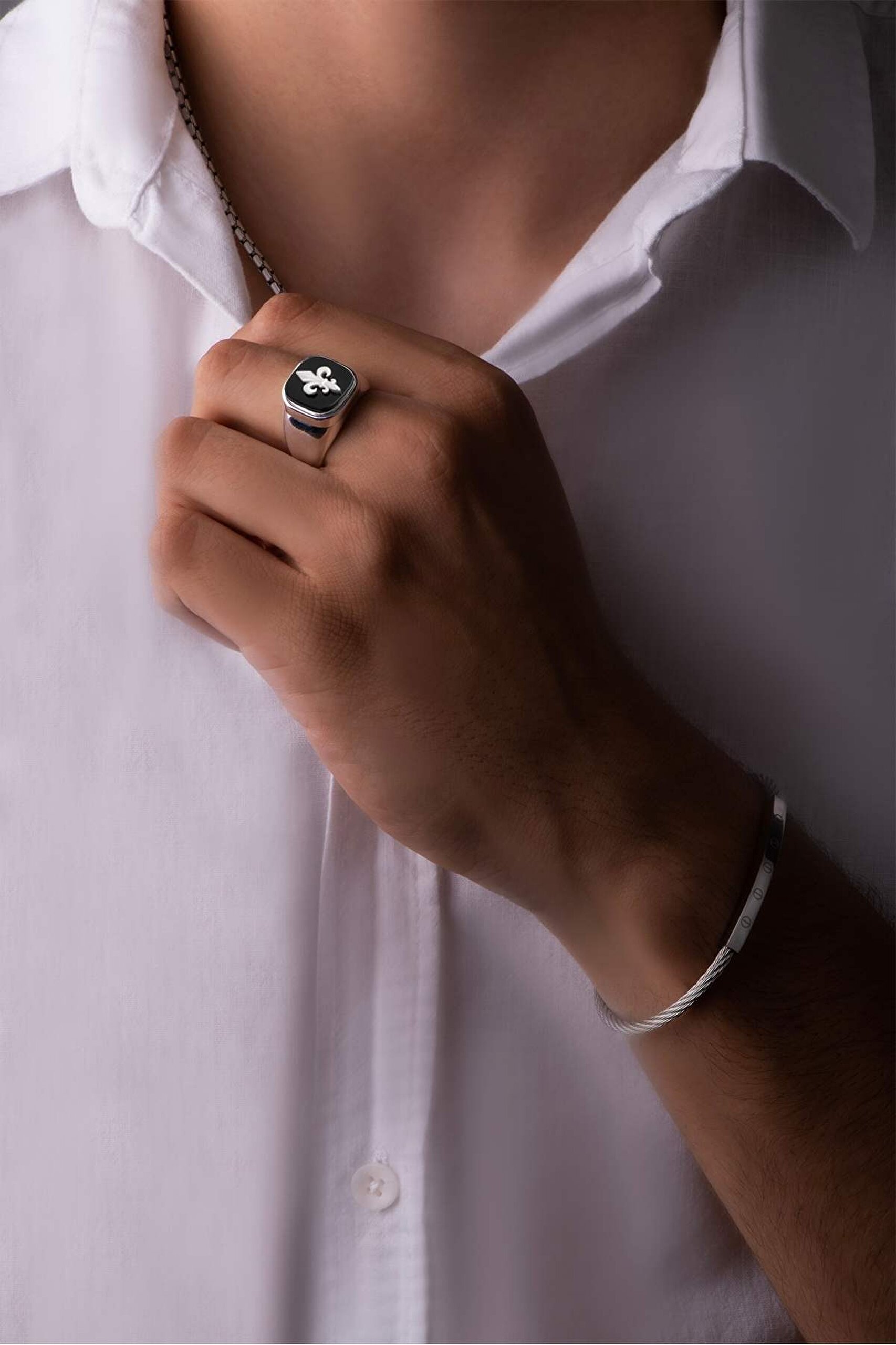 ⁠ Modify Koleksiyonu Klasik Stil Erkek Gümüş Tasarım Yüzük Seti_3}