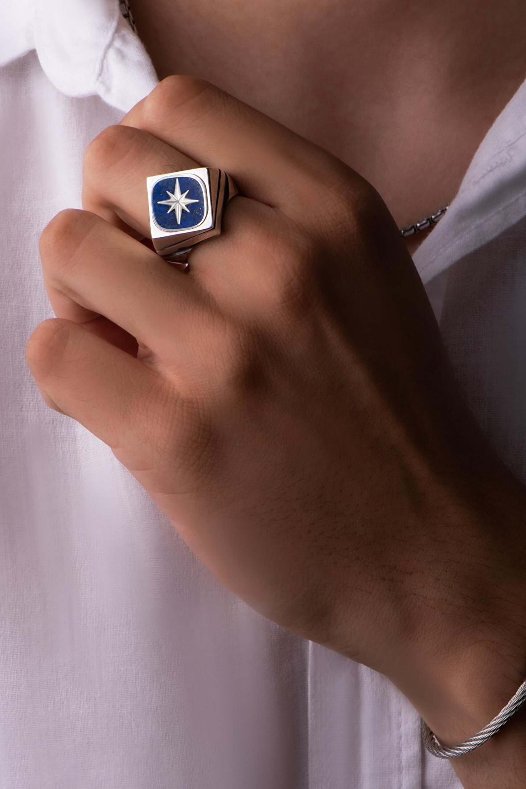 ⁠ Modify Koleksiyonu Arma Stil Erkek Gümüş Tasarım Yüzük Seti_3}