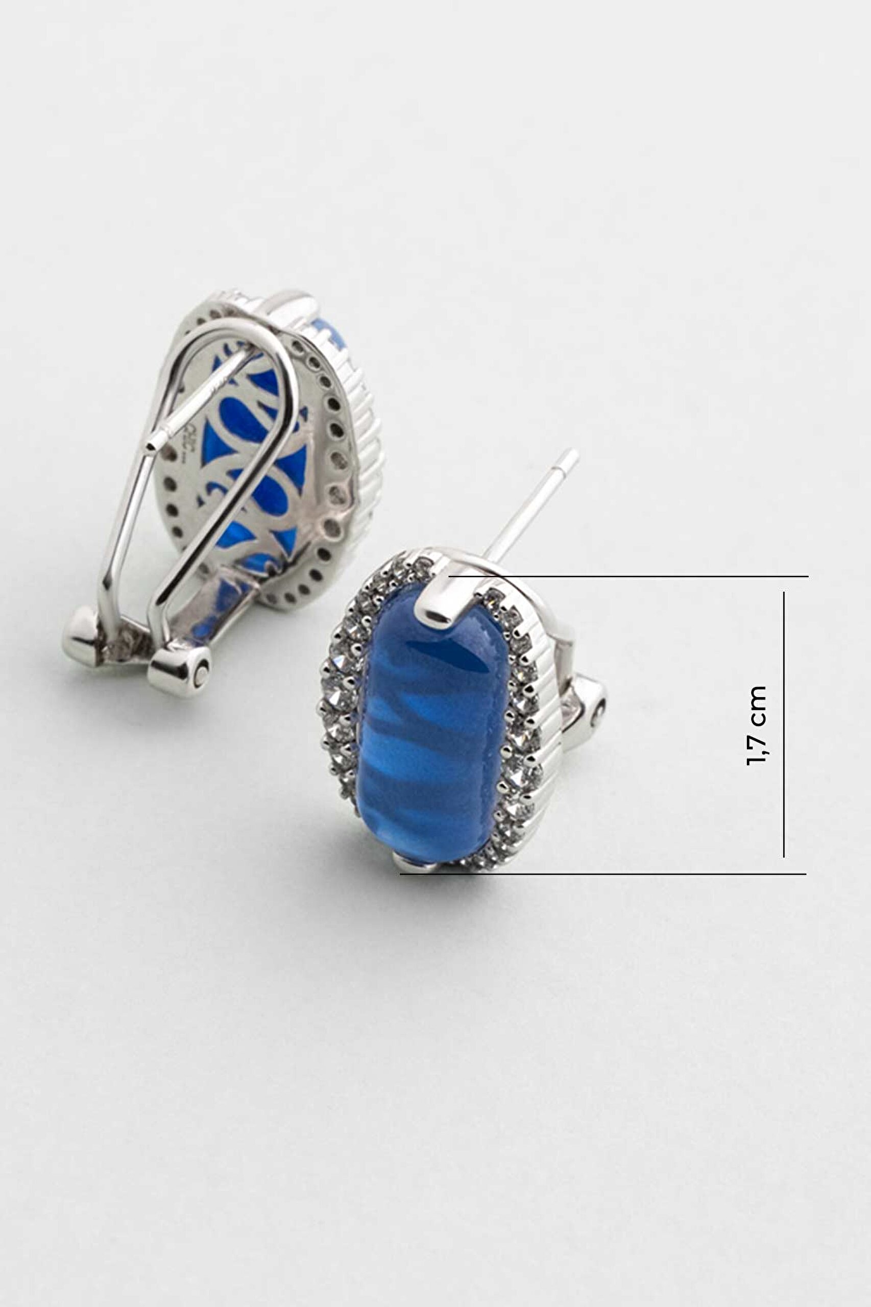 ⁠ Safir Gecesi 18 Ayar Beyaz Altın Kaplama Gümüş Küpe_2}