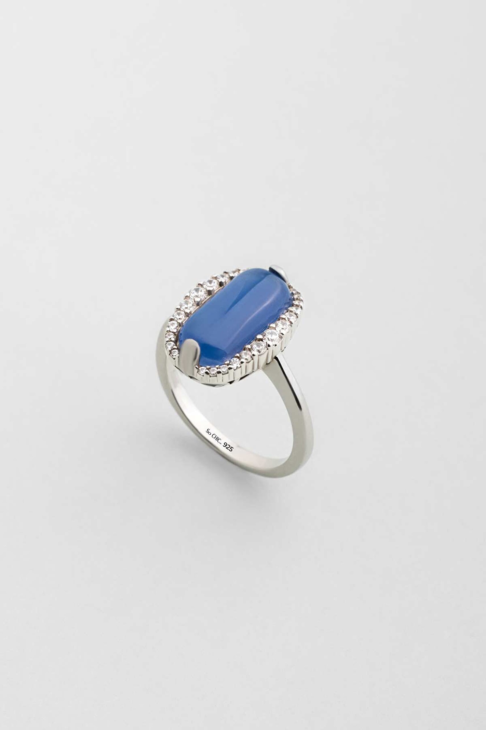 ⁠ Mavi Rüya 18 Ayar Beyaz Altın Kaplama Gümüş Tasarım Yüzük_0}