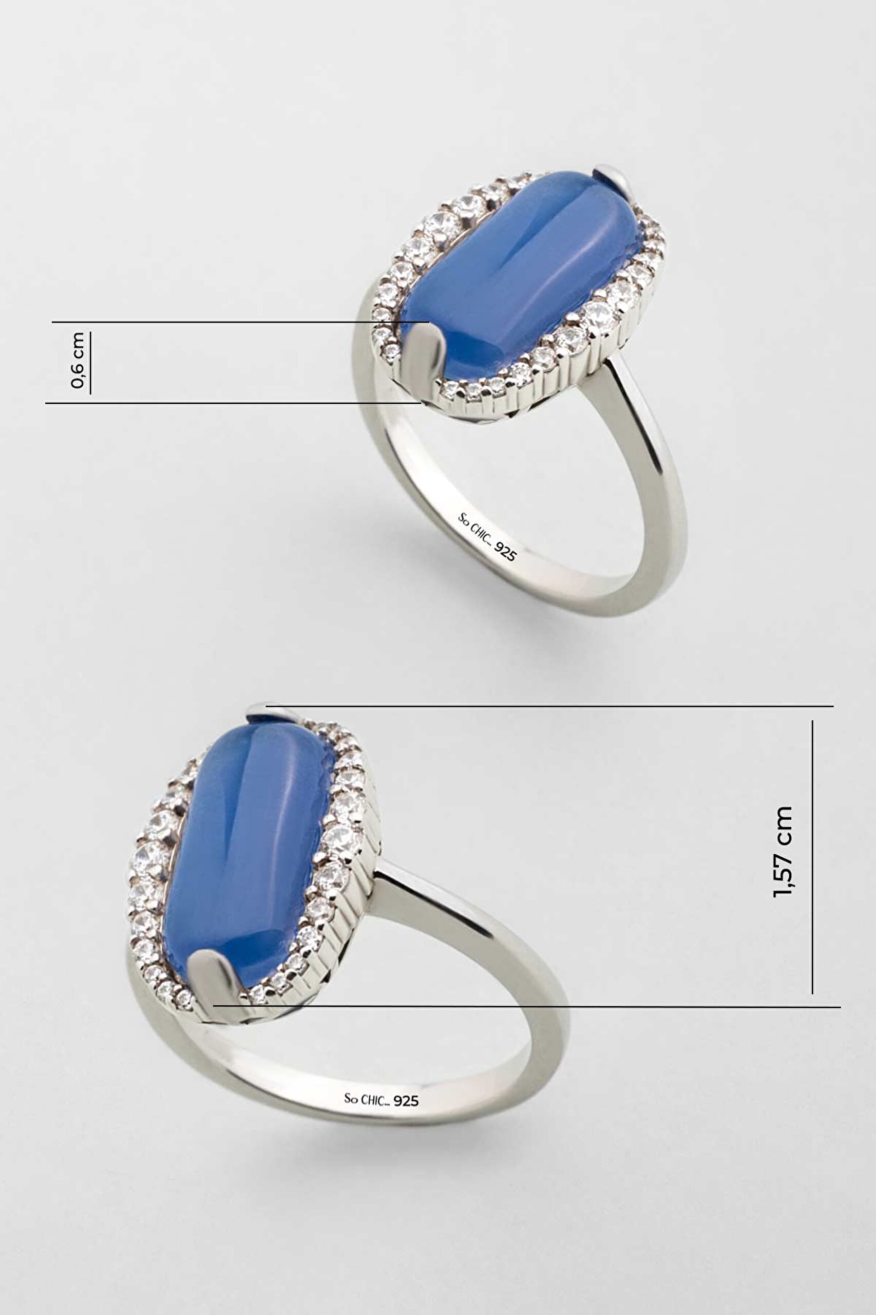 ⁠ Mavi Rüya 18 Ayar Beyaz Altın Kaplama Gümüş Tasarım Yüzük_2}