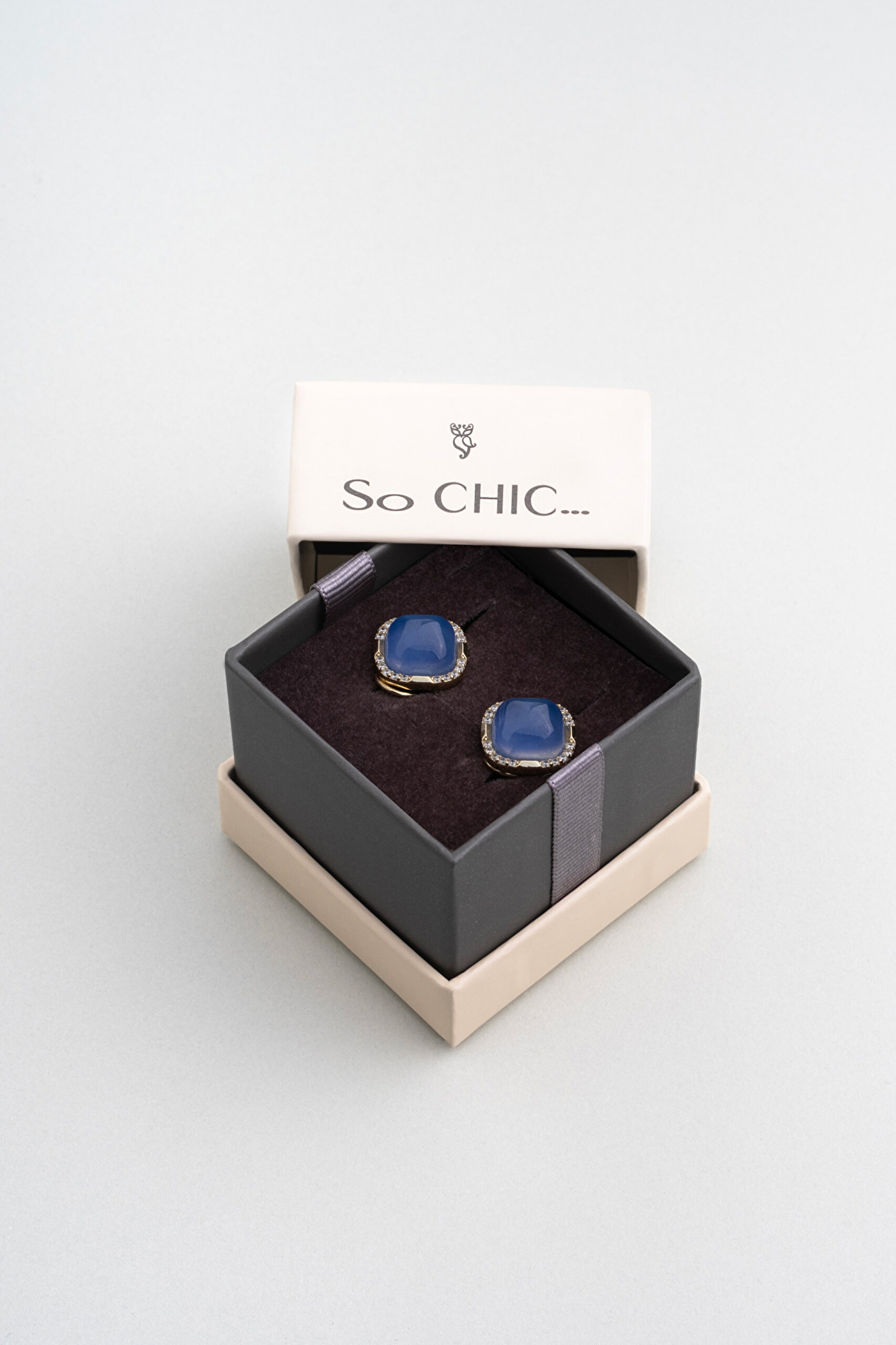 ⁠ Büyülü Safir 18 Ayar Sarı Altın Kaplama Gümüş Küpe_4}