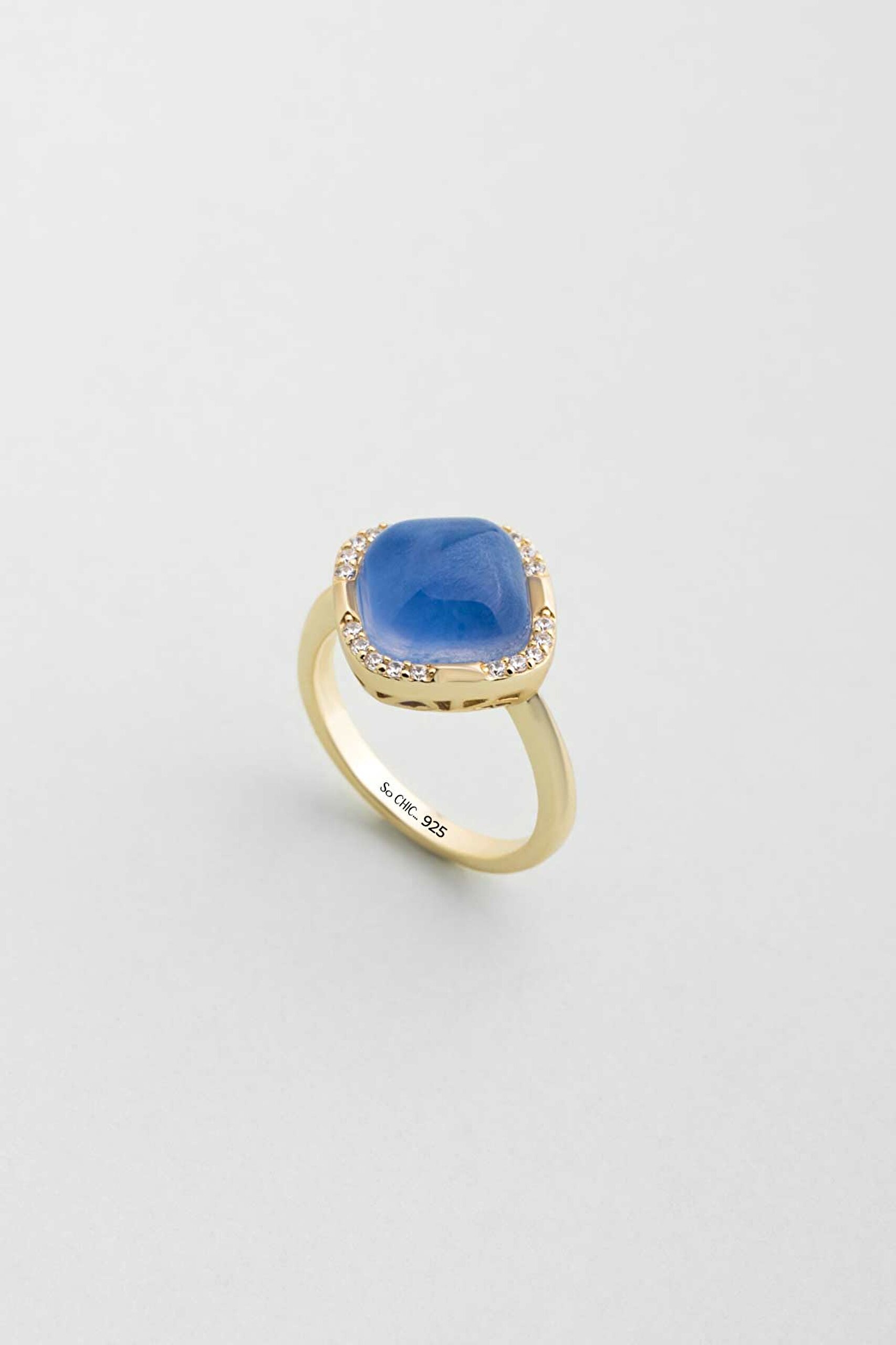 ⁠ Safir Zarafeti 18 Ayar Sarı Altın Kaplama Gümüş Tasarım Yüzük_0}