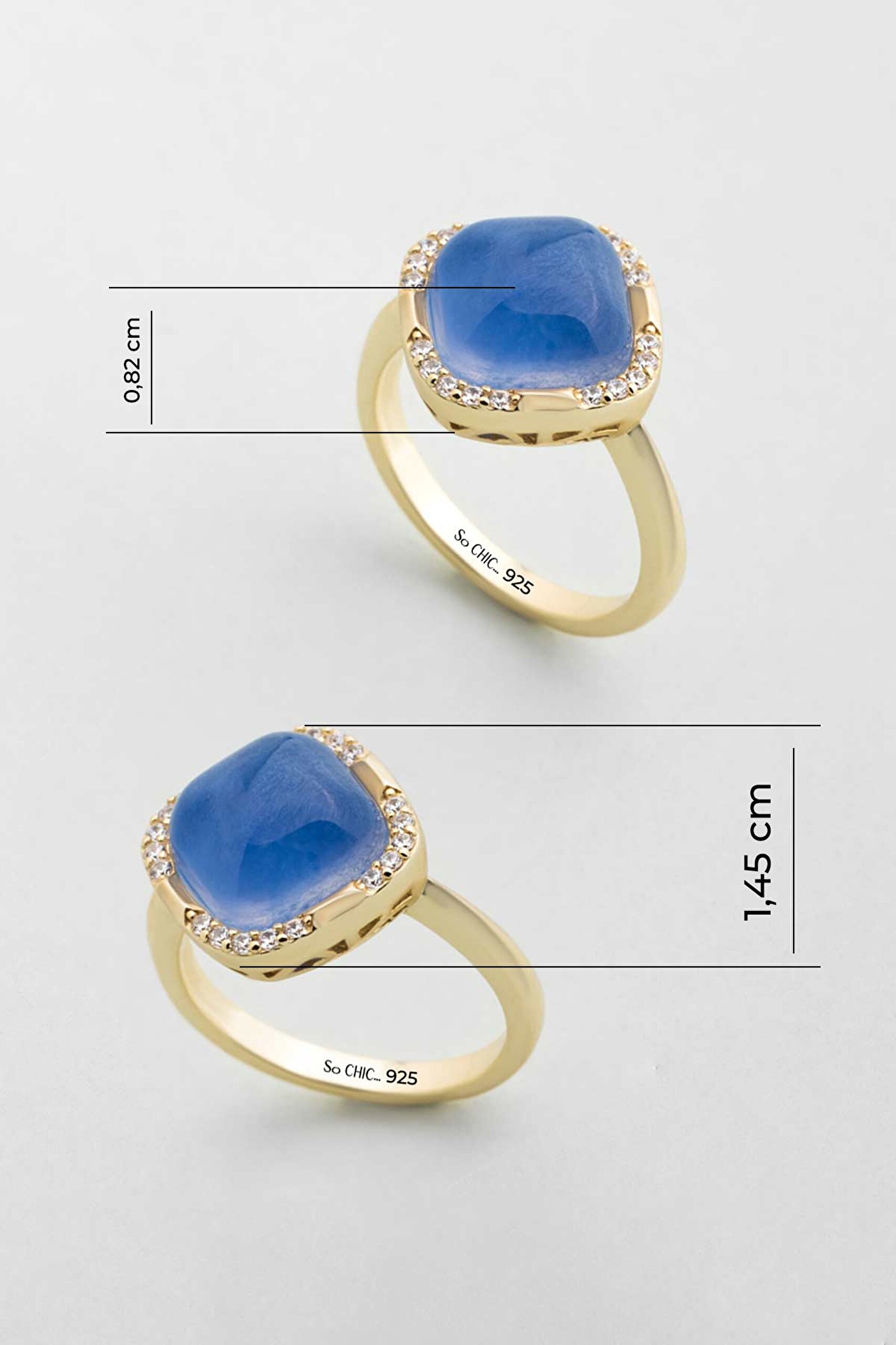 ⁠ Safir Zarafeti 18 Ayar Sarı Altın Kaplama Gümüş Tasarım Yüzük_2}