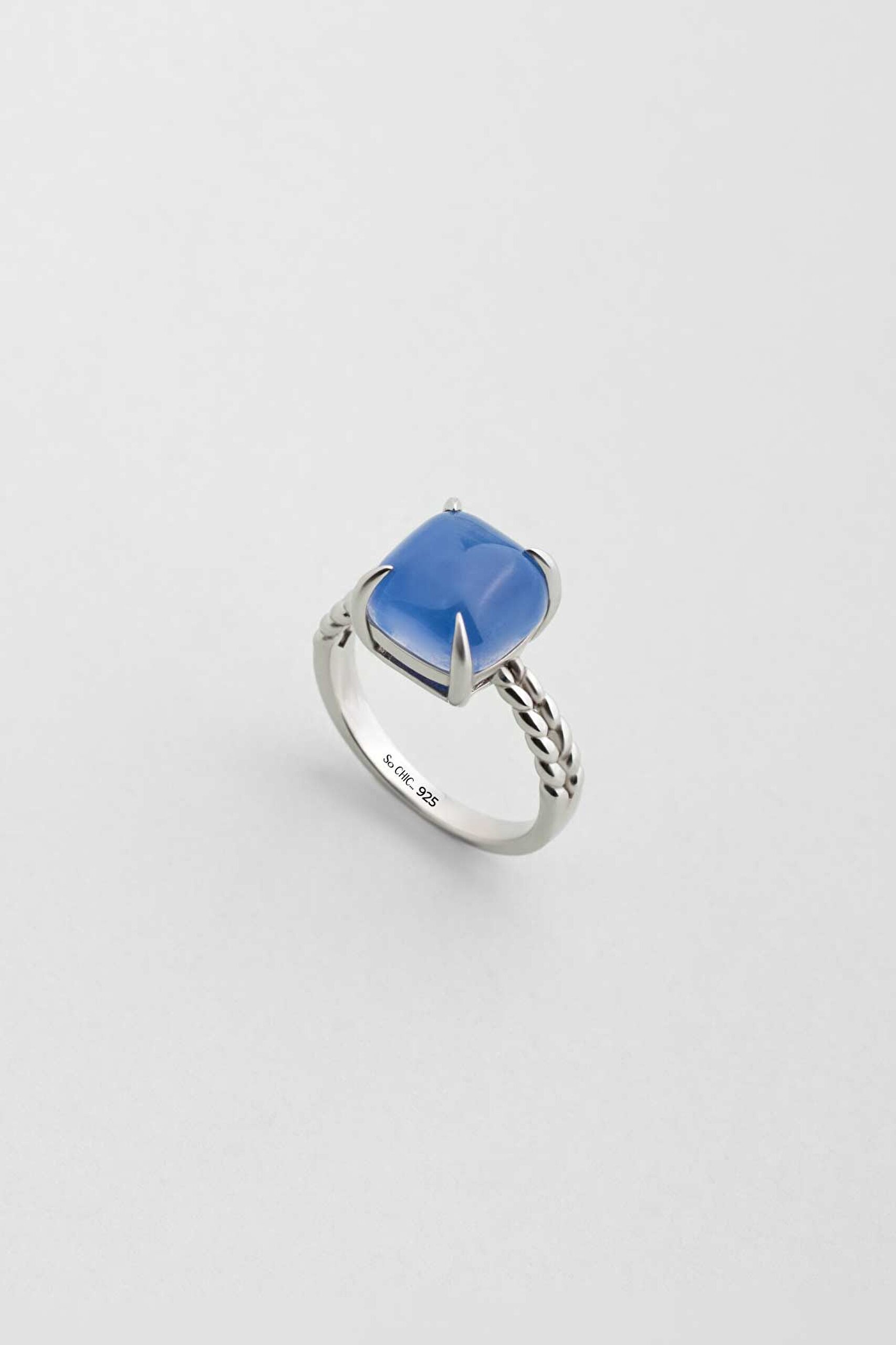 ⁠ Safir Yolculuğu 18 Ayar Beyaz Altın Kaplama Gümüş Tasarım Yüzük_0}