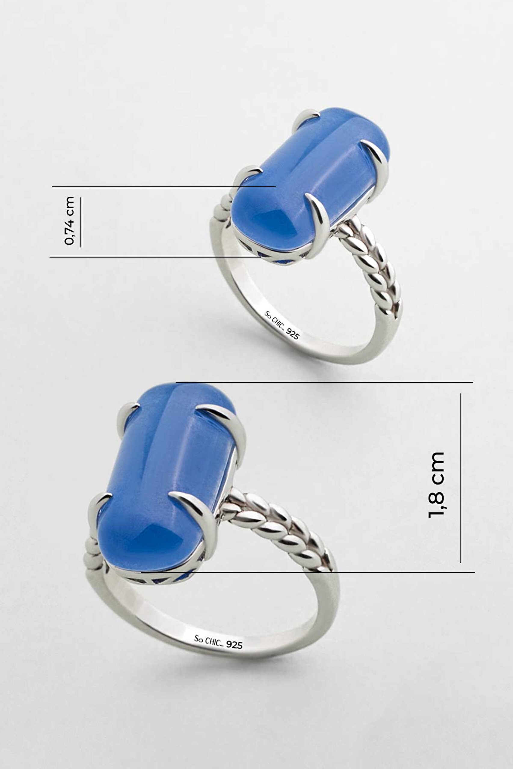 ⁠ Büyülü Safir 18 Ayar Beyaz Altın Kaplama Gümüş Tasarım Yüzük_2}