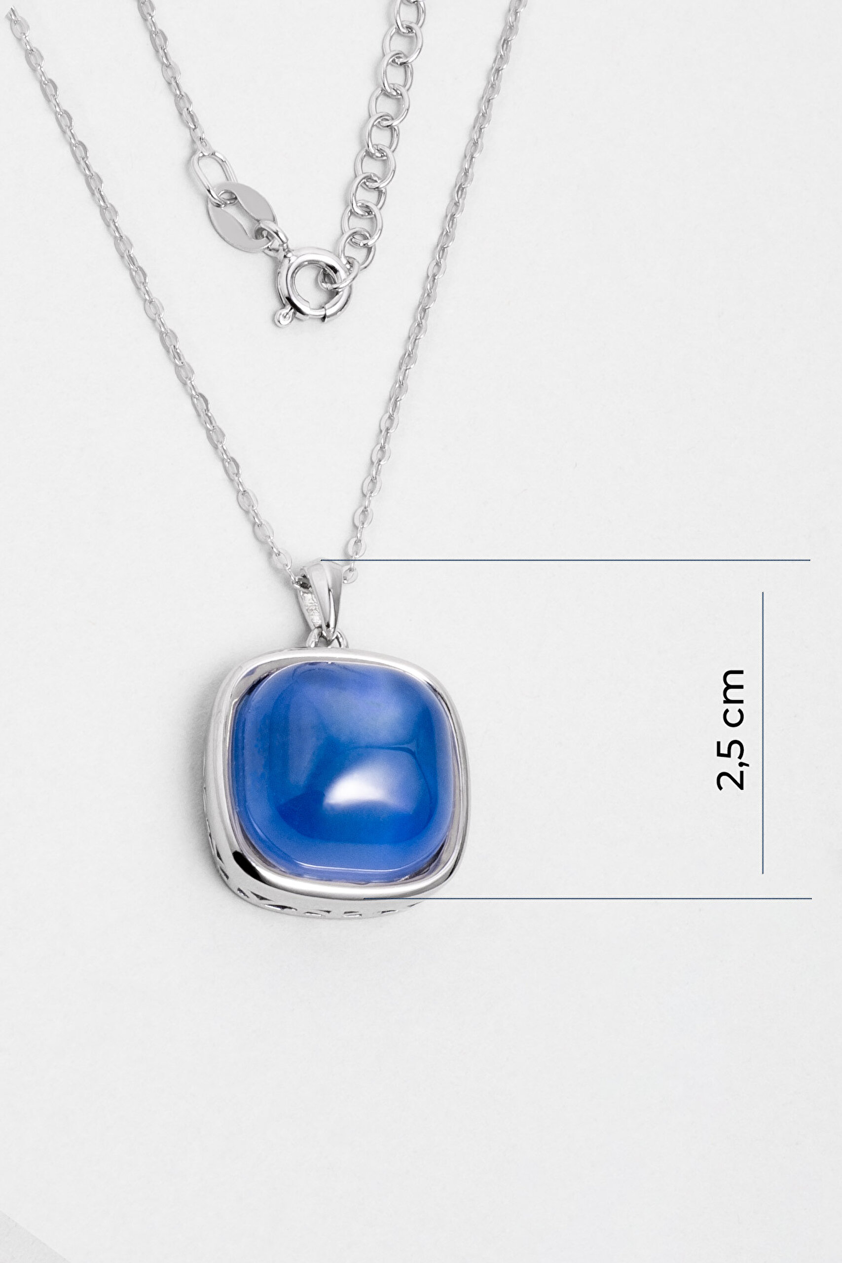 ⁠ Safir Esintisi 18 Ayar Beyaz Altın Kaplama 43 Cm Gümüş Kolye_1}