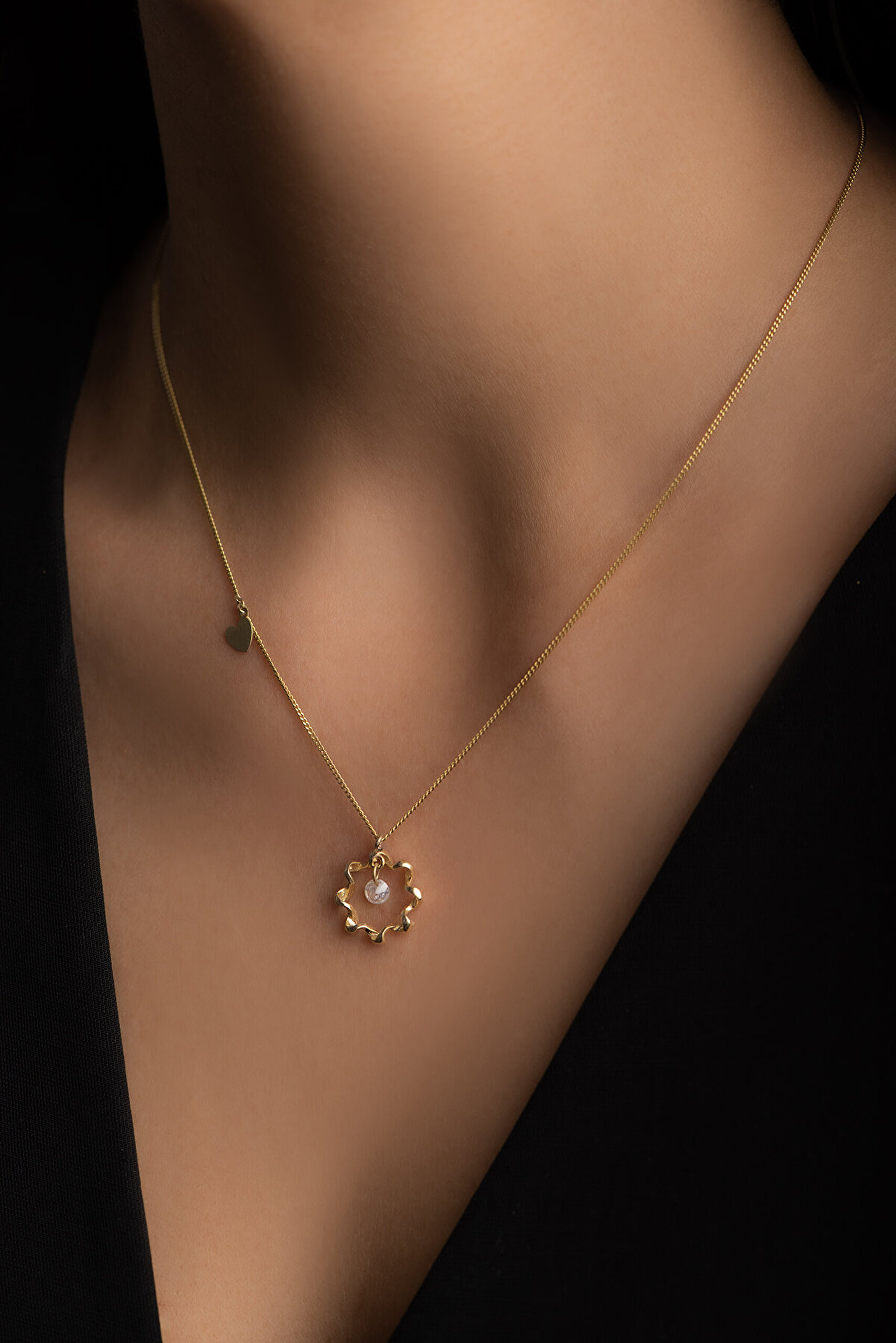 Aşk Basamağı 18 Ayar Sarı Altın Kaplama 47 Cm Gümüş Kolye - 1