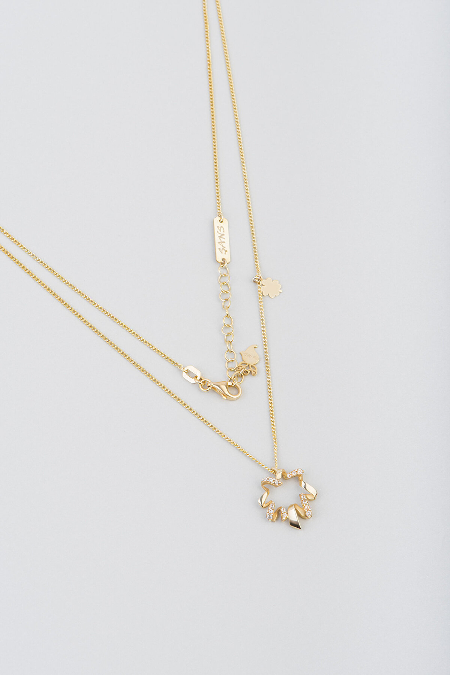 Şans Basamağı 18 Ayar Sarı Altın Kaplama 47 Cm Gümüş Kolye - 0