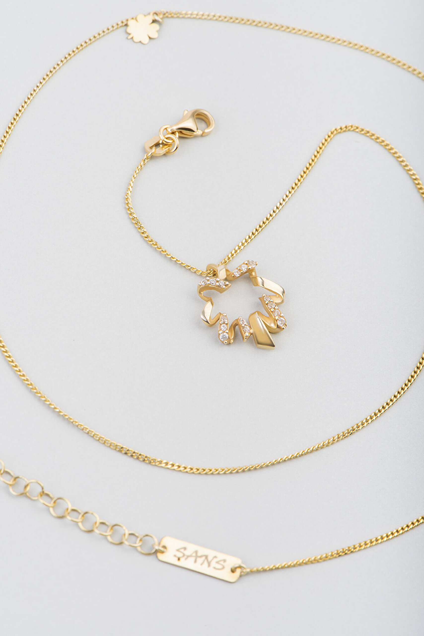 Şans Basamağı 18 Ayar Sarı Altın Kaplama 47 Cm Gümüş Kolye - 2