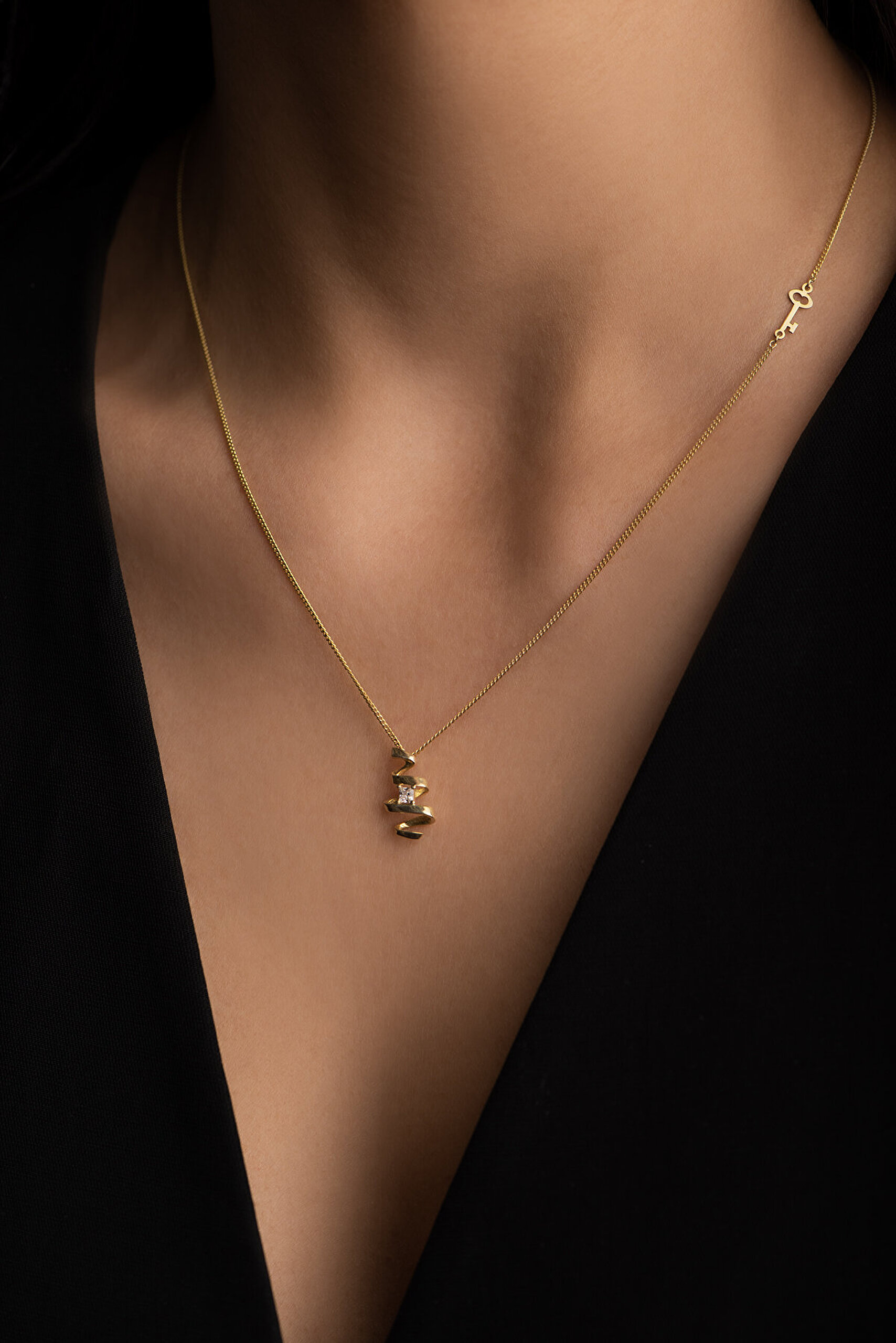 Başarı Basamağı 18 Ayar Sarı Altın Kaplama 48 Cm Gümüş Kolye - 1