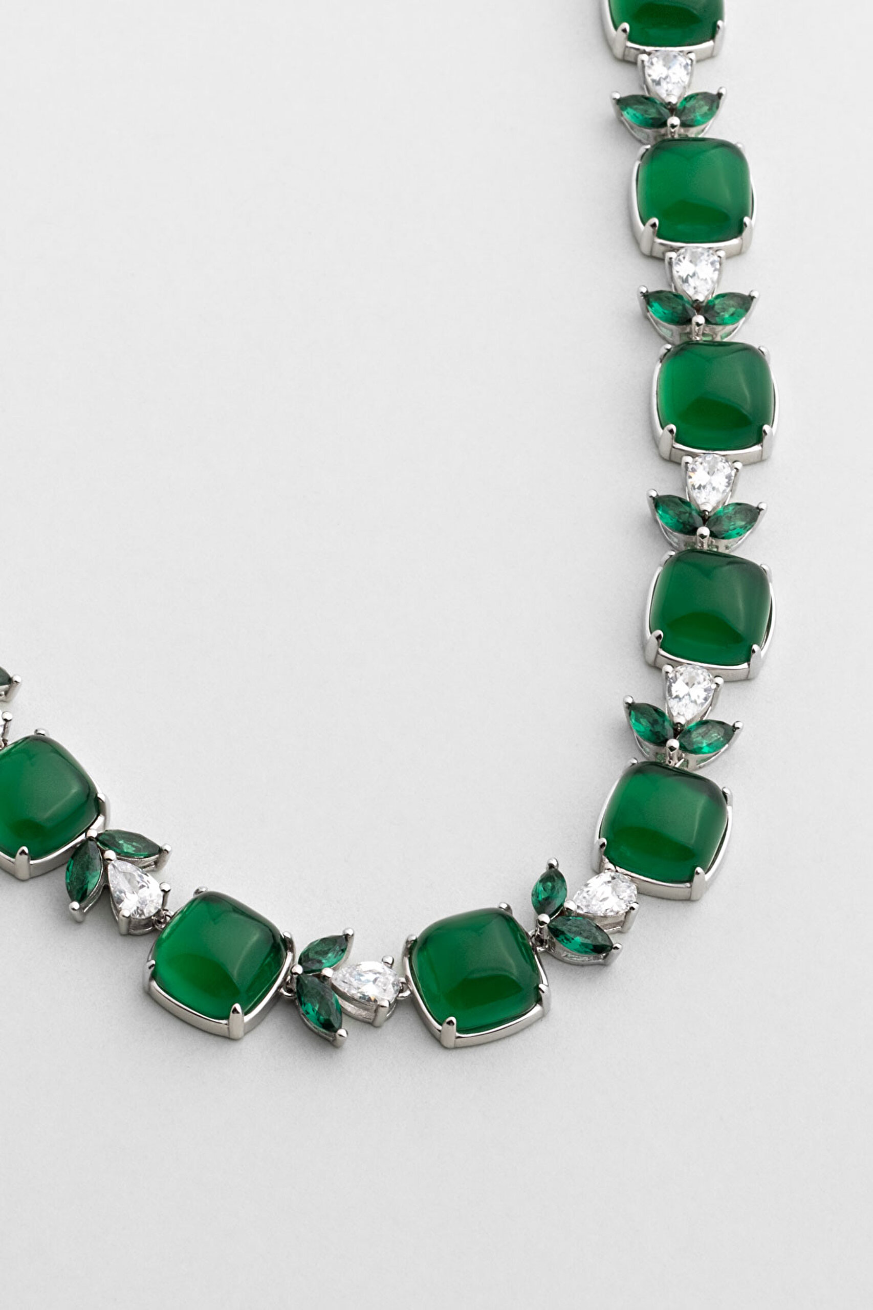 ⁠ Melodi 18 Ayar Beyaz Altın Kaplama 43 Cm Gümüş Gerdanlık_4}