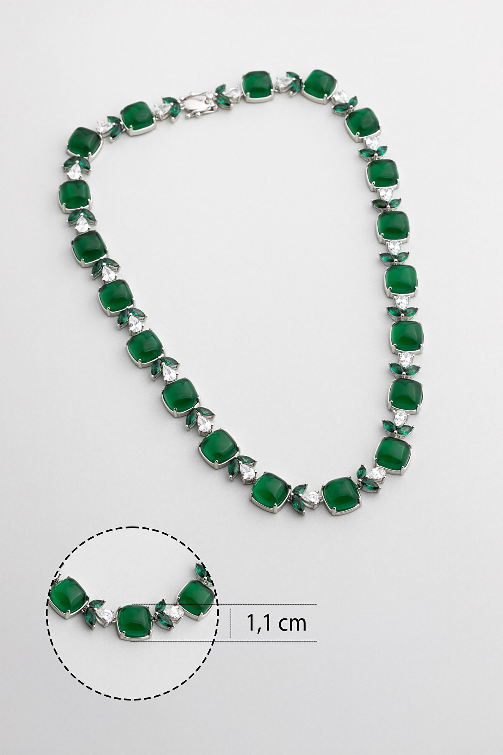 ⁠ Melodi 18 Ayar Beyaz Altın Kaplama 43 Cm Gümüş Gerdanlık_1}