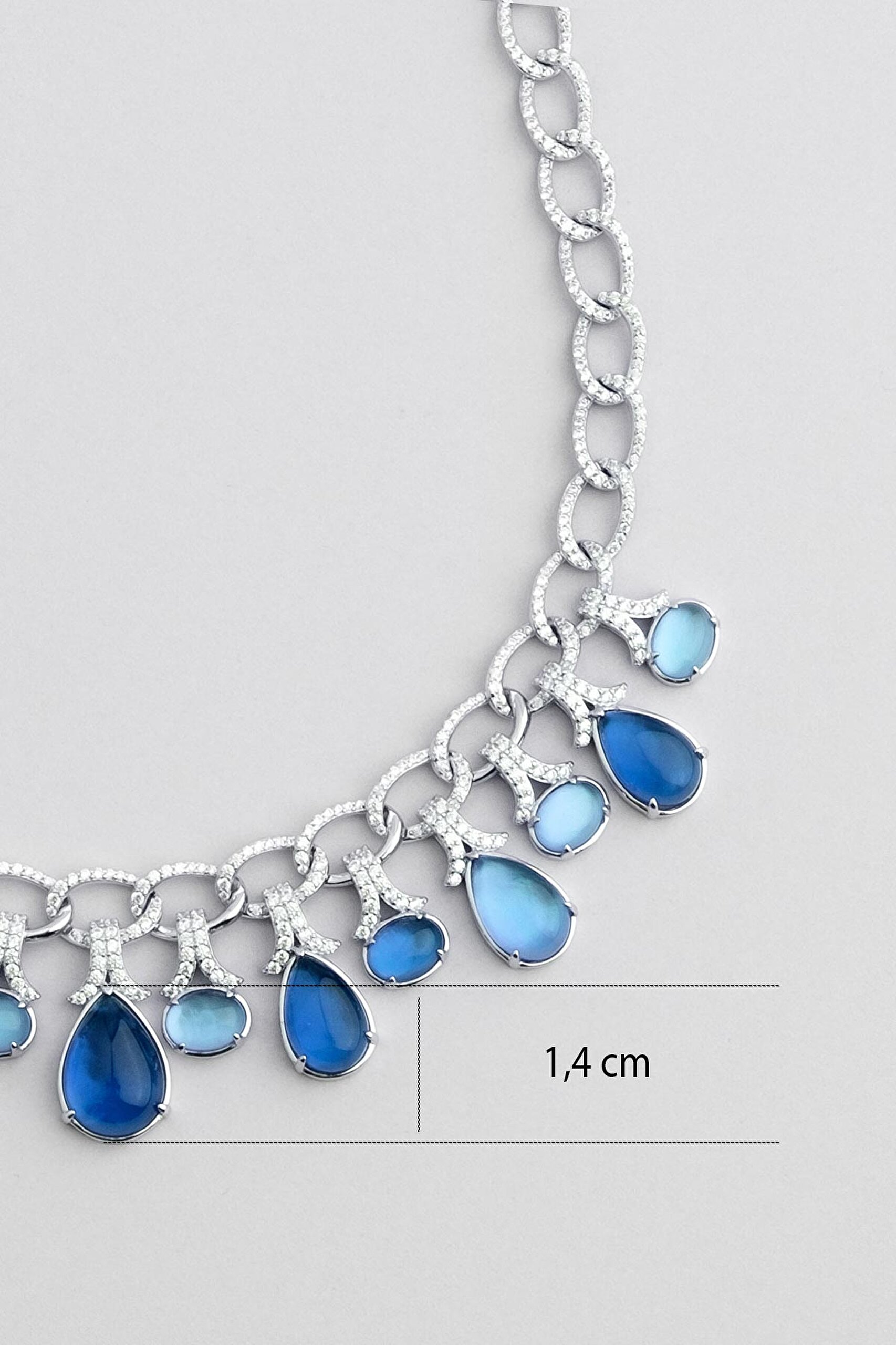 ⁠ Tropik Renkler 18 Ayar Beyaz Altın Kaplama 45 Cm Gümüş Tasarım Gerdanlık_2}
