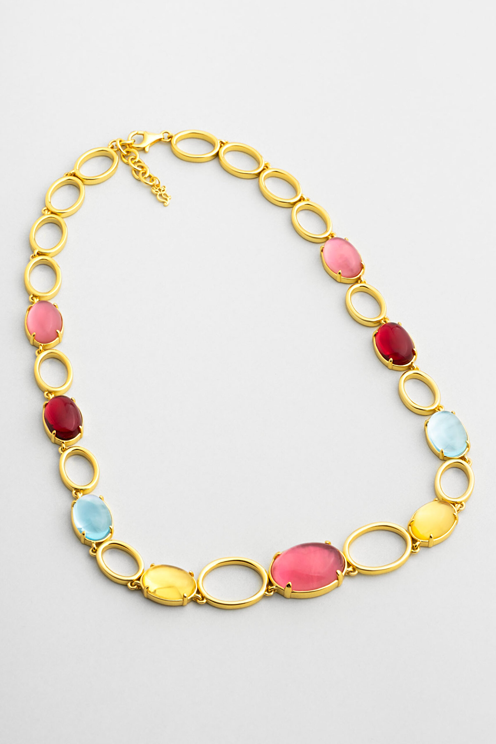 ⁠ Tropik Uyum 18 Ayar Sarı Altın Kaplama 45 Cm Gümüş Tasarım Kolye_3}