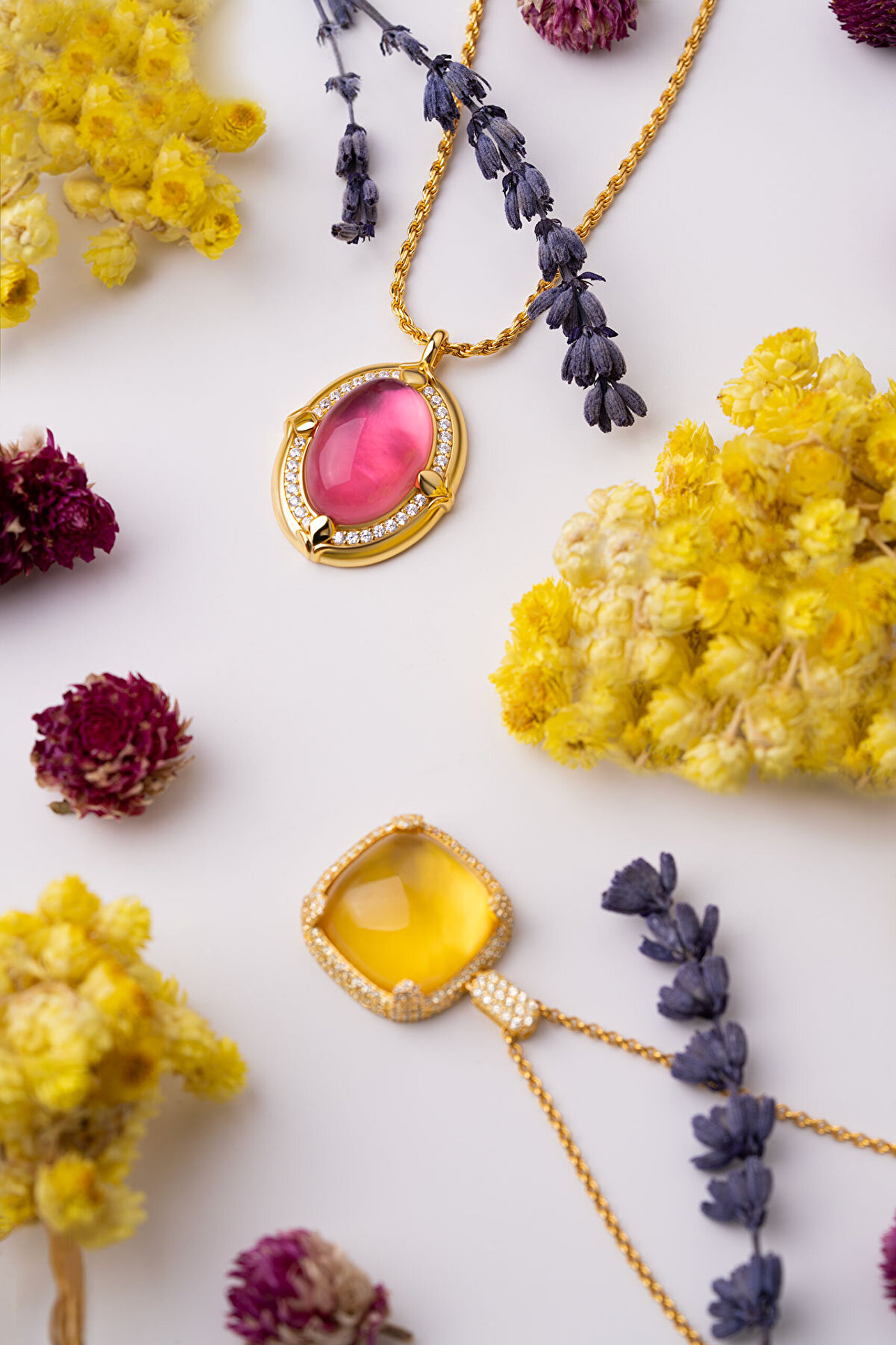 Renkli Vintage 18 Ayar Sarı Altın Kaplama 50 Cm Gümüş Madalyon Kolye - 4