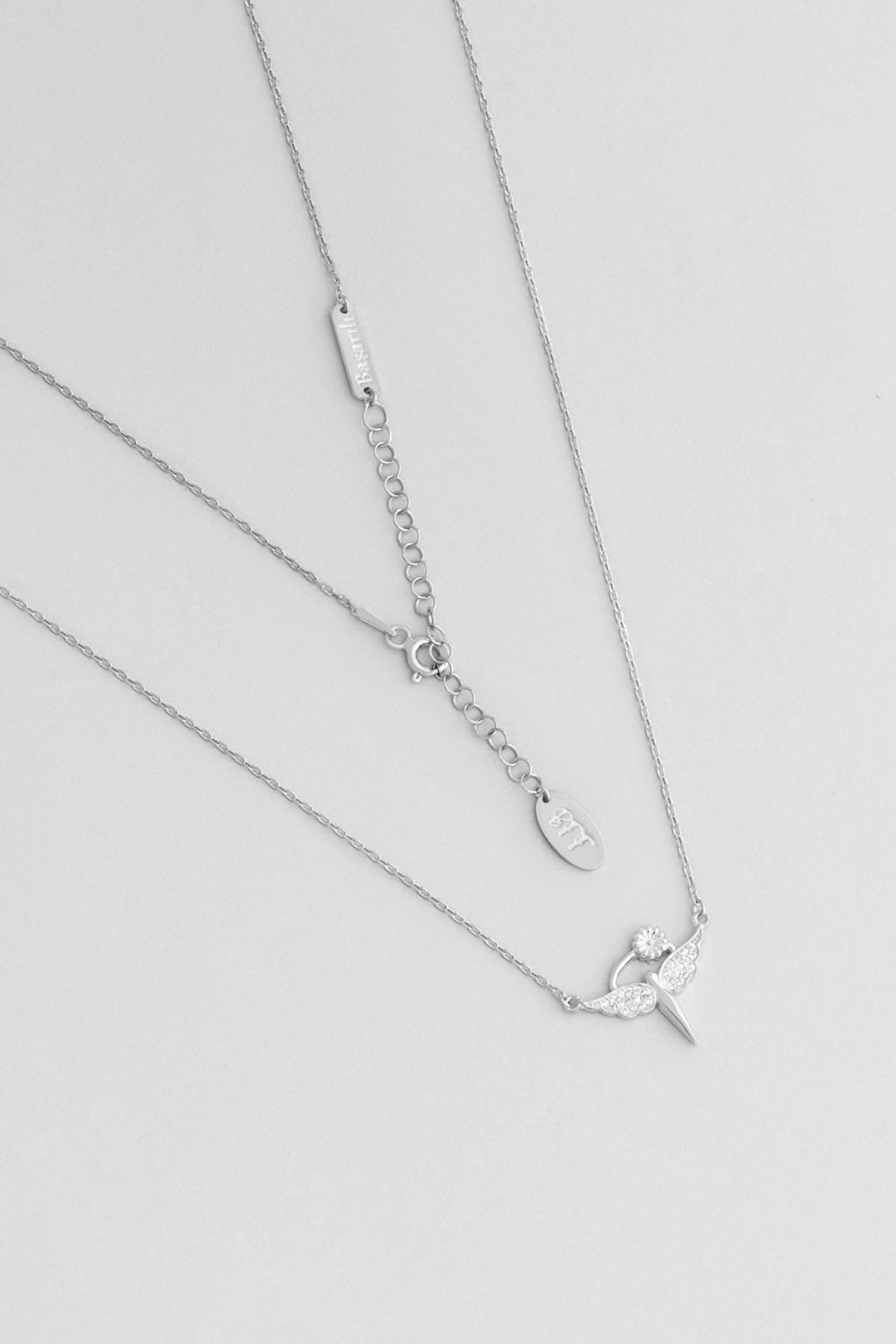 ⁠ Başarılı Bff 18 Ayar Beyaz Altın Kaplama 48 Cm Gümüş Arkadaş Kolyesi_0}