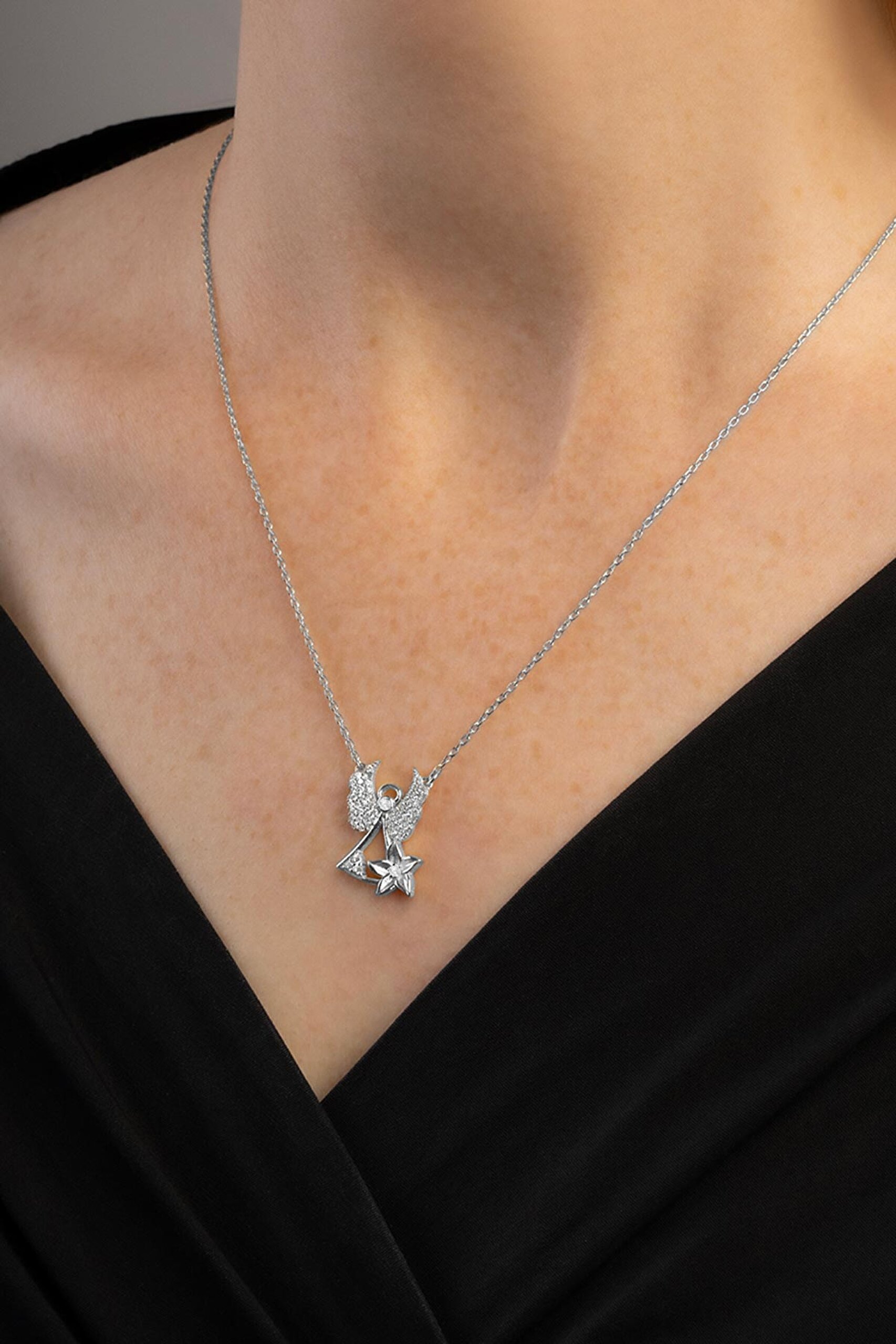 ⁠ Güçlü Bff 18 Ayar Beyaz Altın Kaplama 48 Cm Gümüş Arkadaş Kolyesi_1}