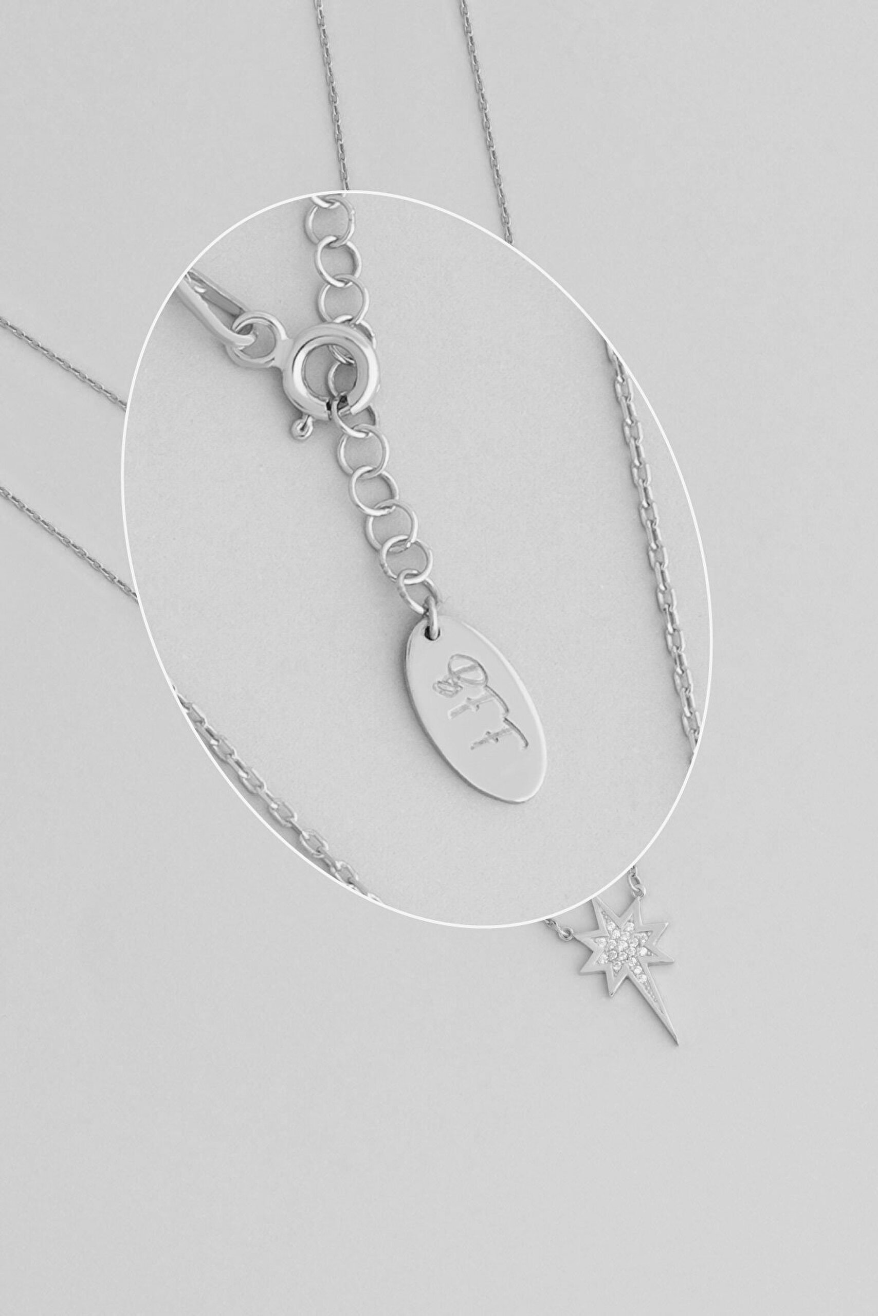 Işıldayan Bff 18 Ayar Beyaz Altın Kaplama 49 Cm Gümüş Arkadaş Kolyesi - 3