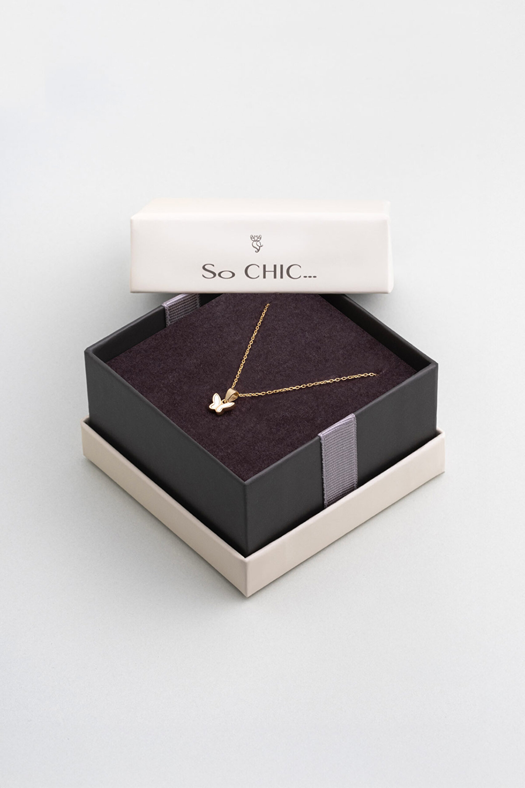 ⁠ Minimal Kelebek 18 Ayar Sarı Altın Kaplama 42 Cm Gümüş Kolye_5}