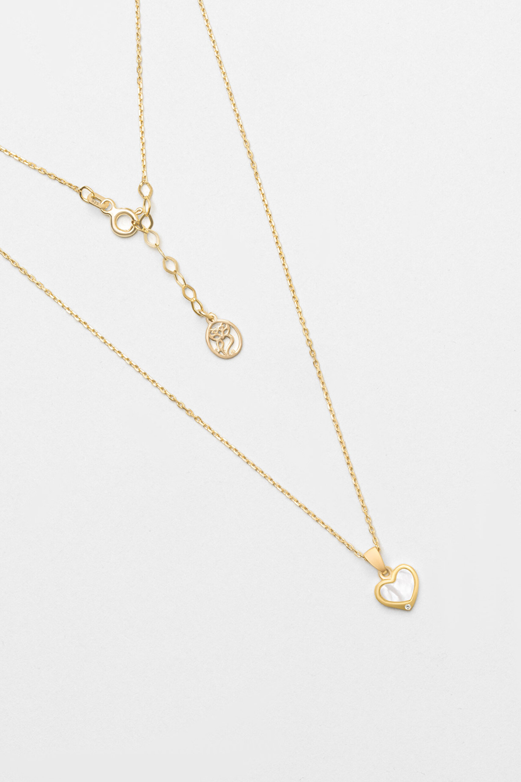 ⁠ Sedef Kalbi 18 Ayar Sarı Altın Kaplama 43 Cm Gümüş Minimal Kolye_0}