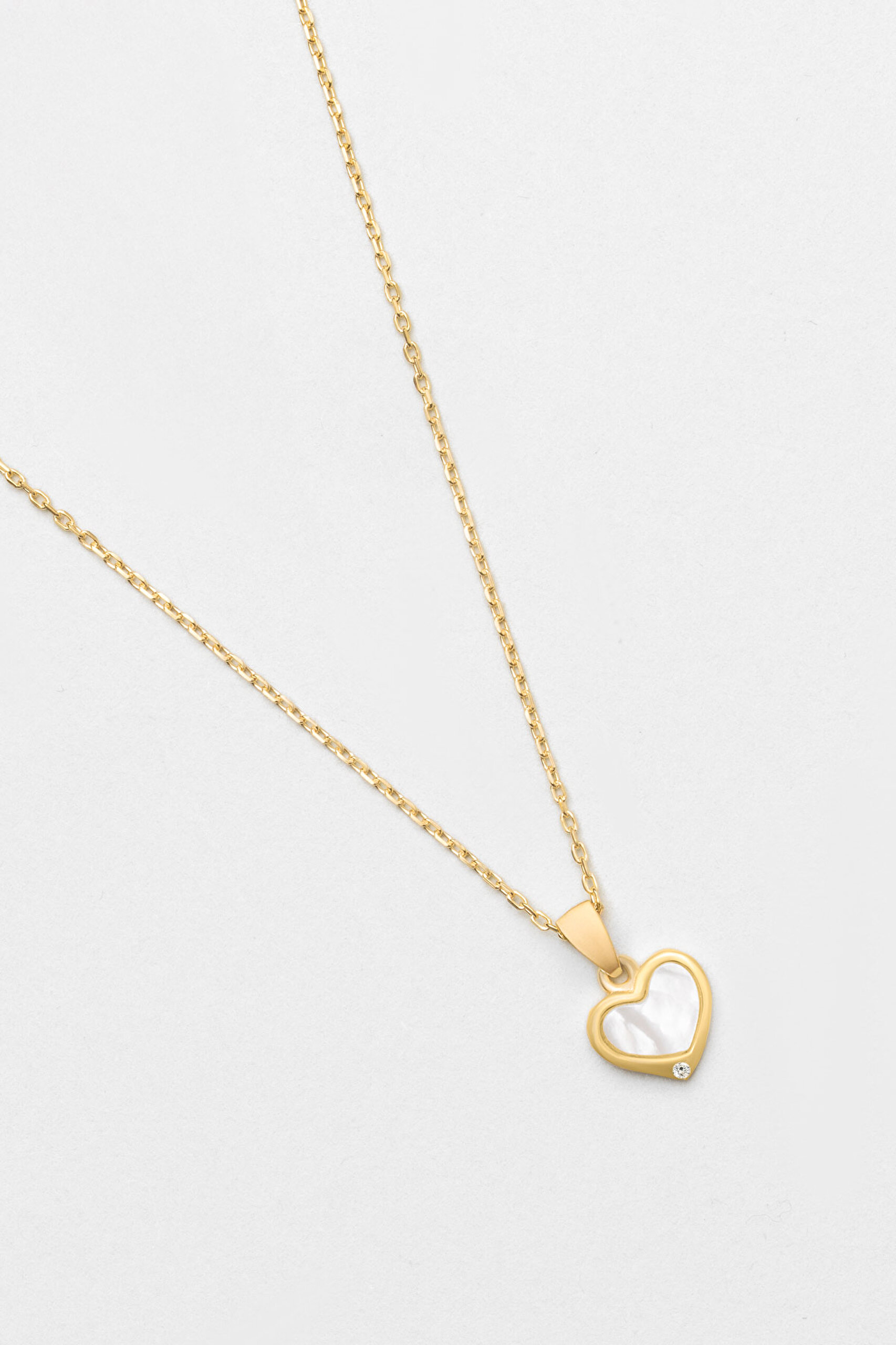 ⁠ Sedef Kalbi 18 Ayar Sarı Altın Kaplama 43 Cm Gümüş Minimal Kolye_4}