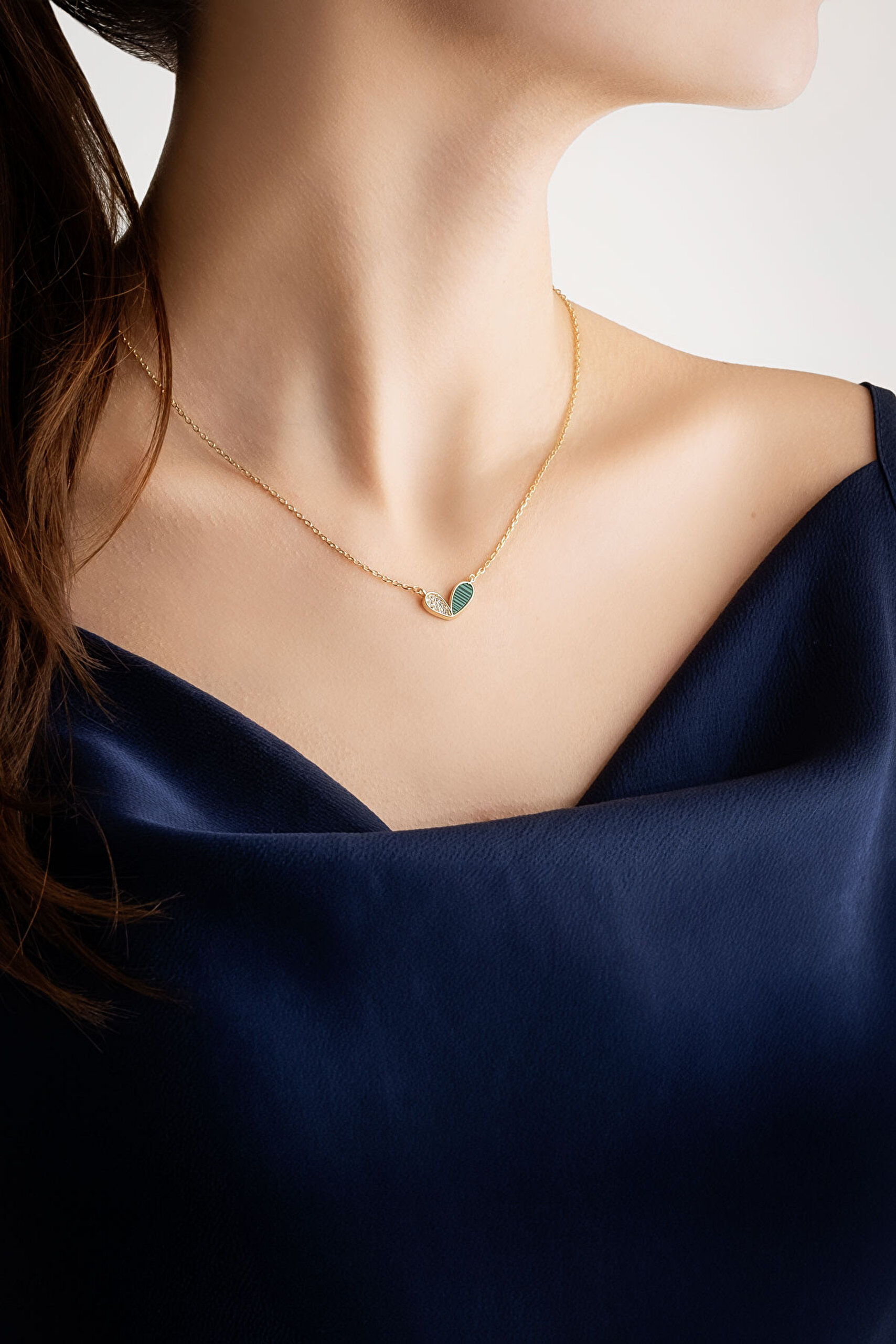 ⁠ Lucky 18 Ayar Sarı Altın Kaplama 45 Cm Gümüş Sedef Kolye_3}