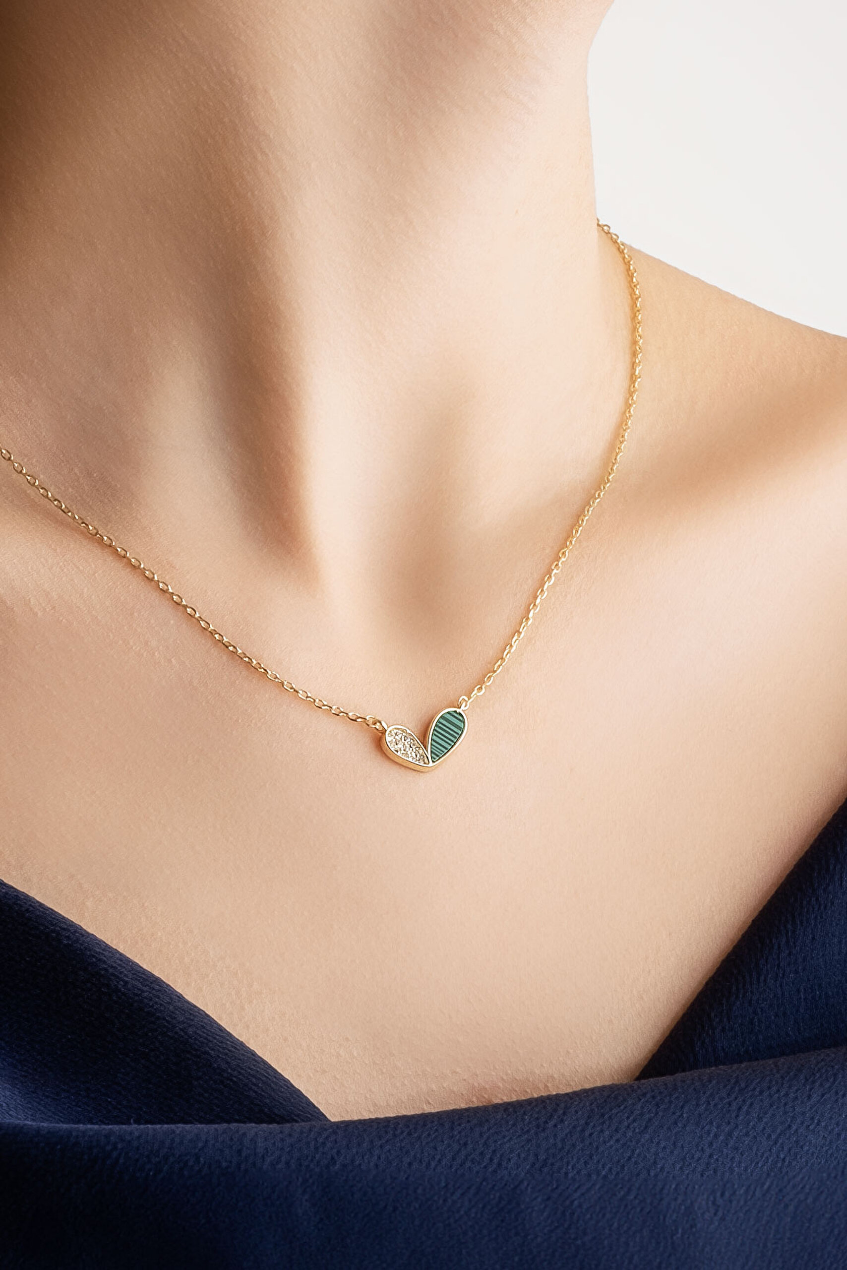 ⁠ Lucky 18 Ayar Sarı Altın Kaplama 45 Cm Gümüş Sedef Kolye_2}