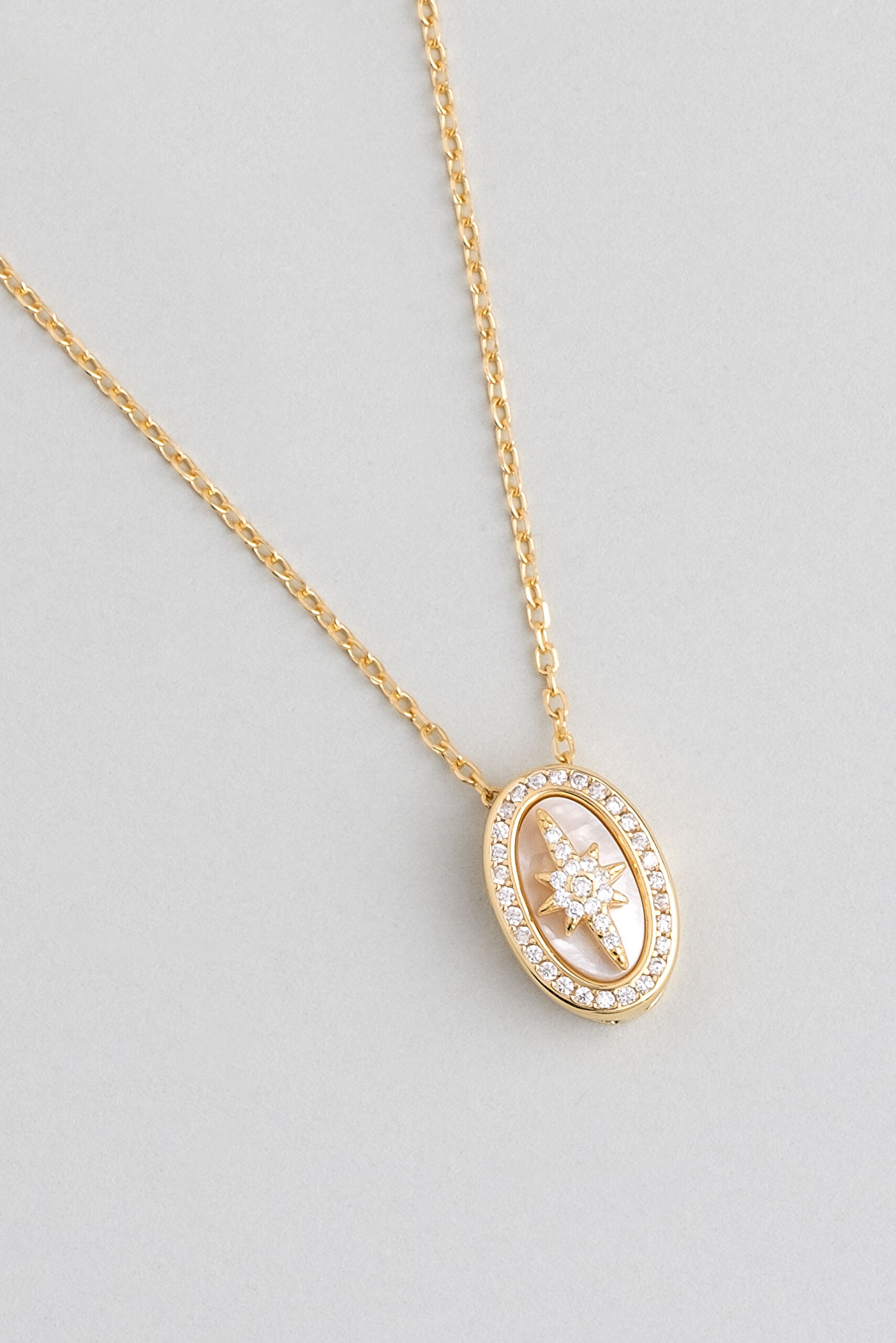 ⁠ Mirasın İzinde 18 Ayar Sarı Altın Kaplama 45 Cm Gümüş Yıldız Kolye_0}