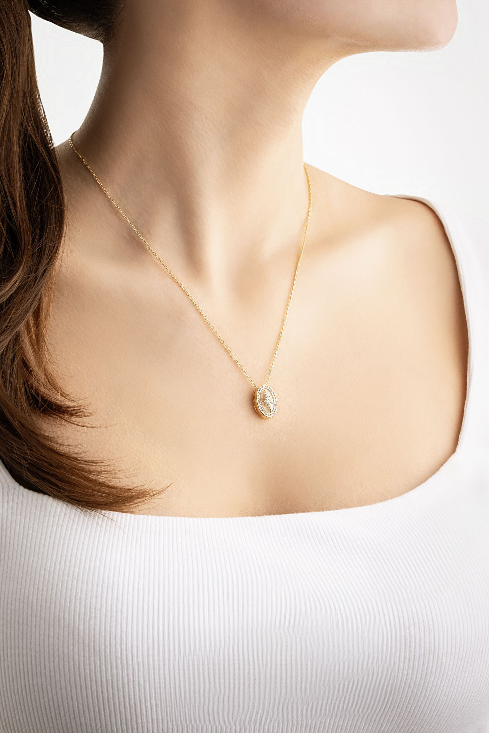 ⁠ Mirasın İzinde 18 Ayar Sarı Altın Kaplama 45 Cm Gümüş Yıldız Kolye_5}