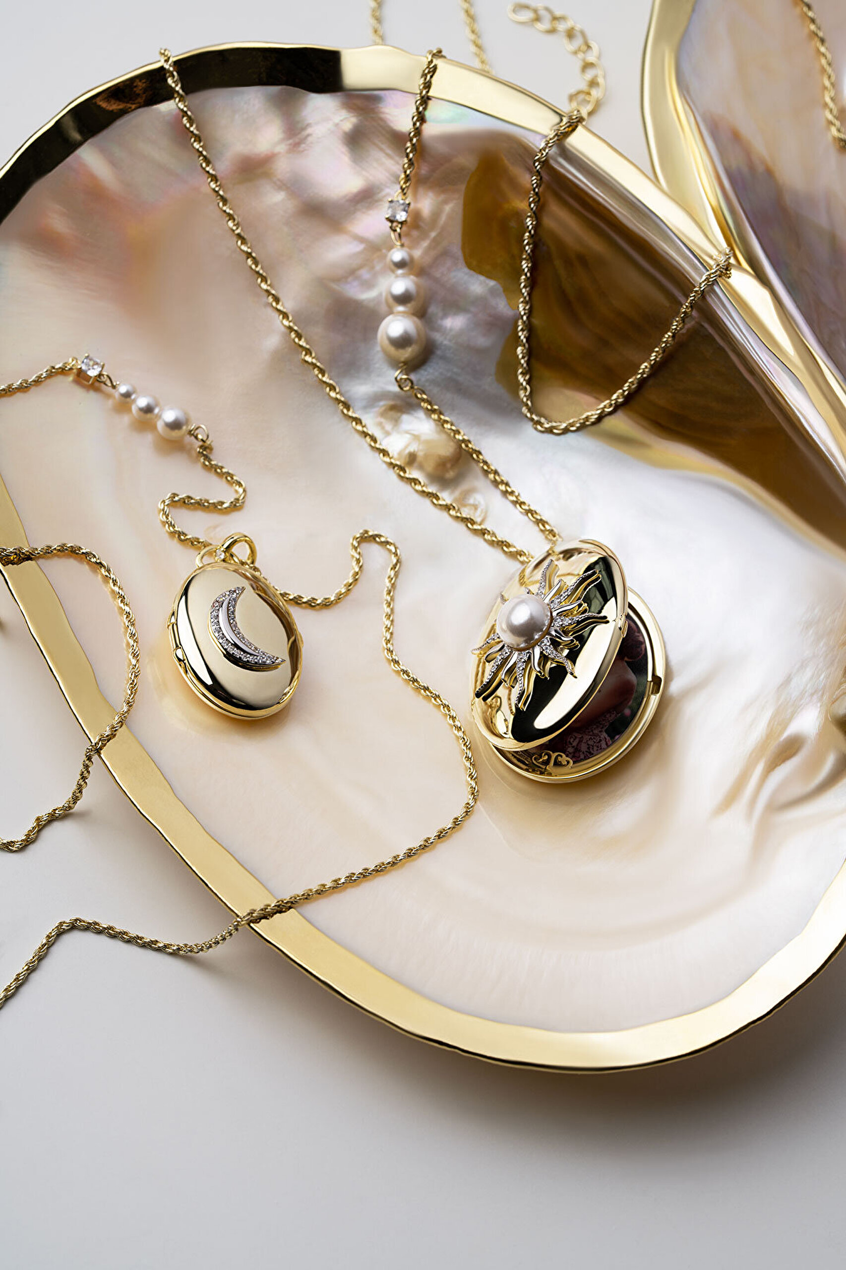 Sonsuz Miras 18 Ayar Sarı Altın Kaplama 55 Cm Gümüş Ay Kolye - 9