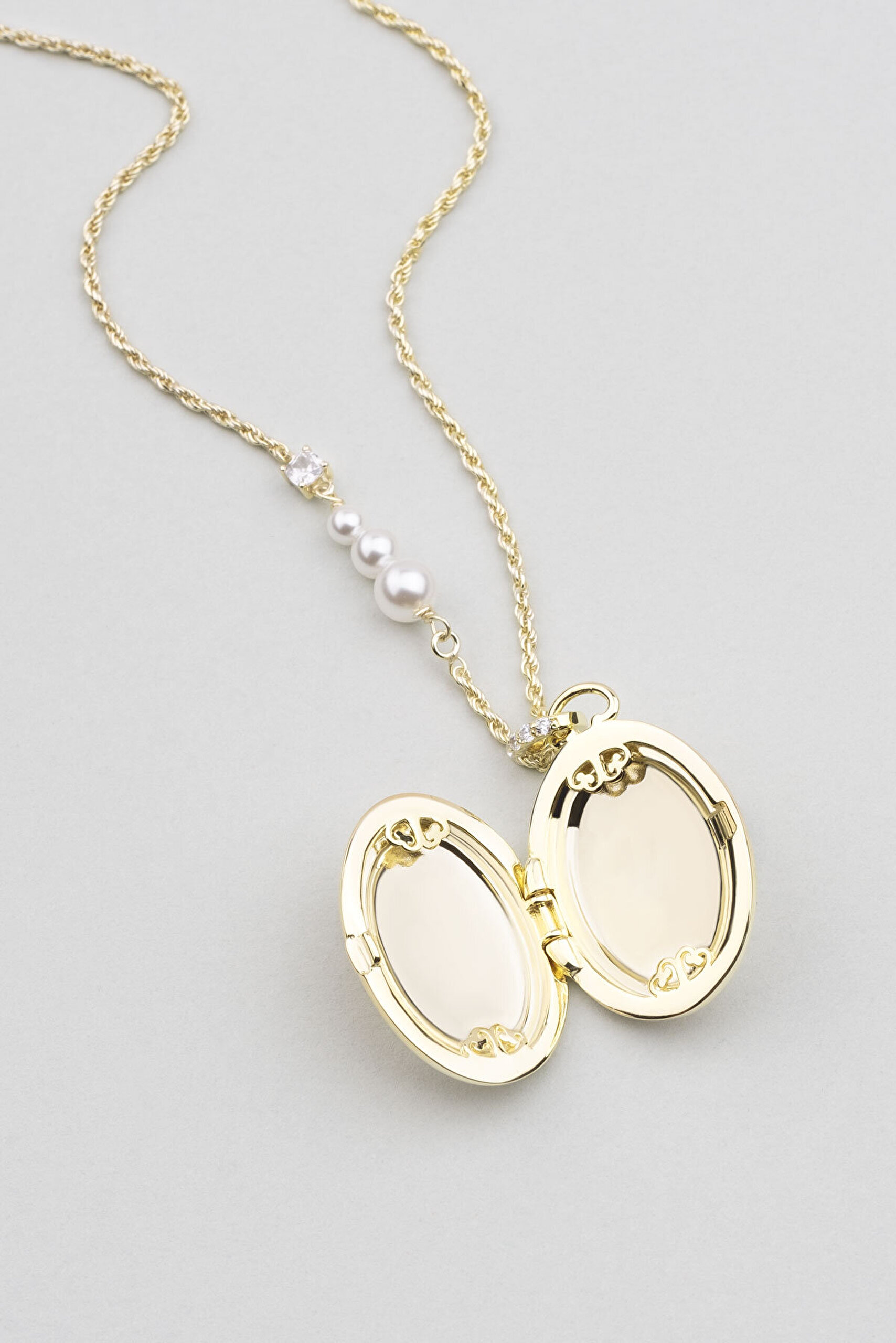 Sonsuz Miras 18 Ayar Sarı Altın Kaplama 55 Cm Gümüş Ay Kolye - 4