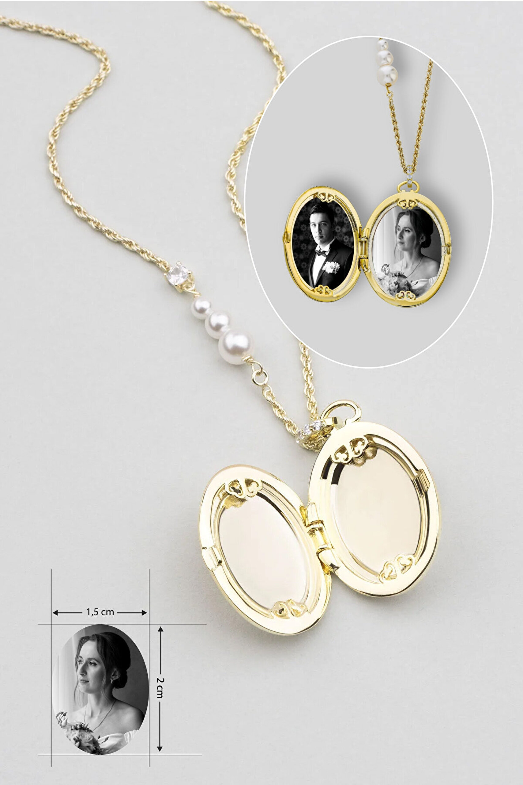 Sonsuz Miras 18 Ayar Sarı Altın Kaplama 55 Cm Gümüş Ay Kolye - 1