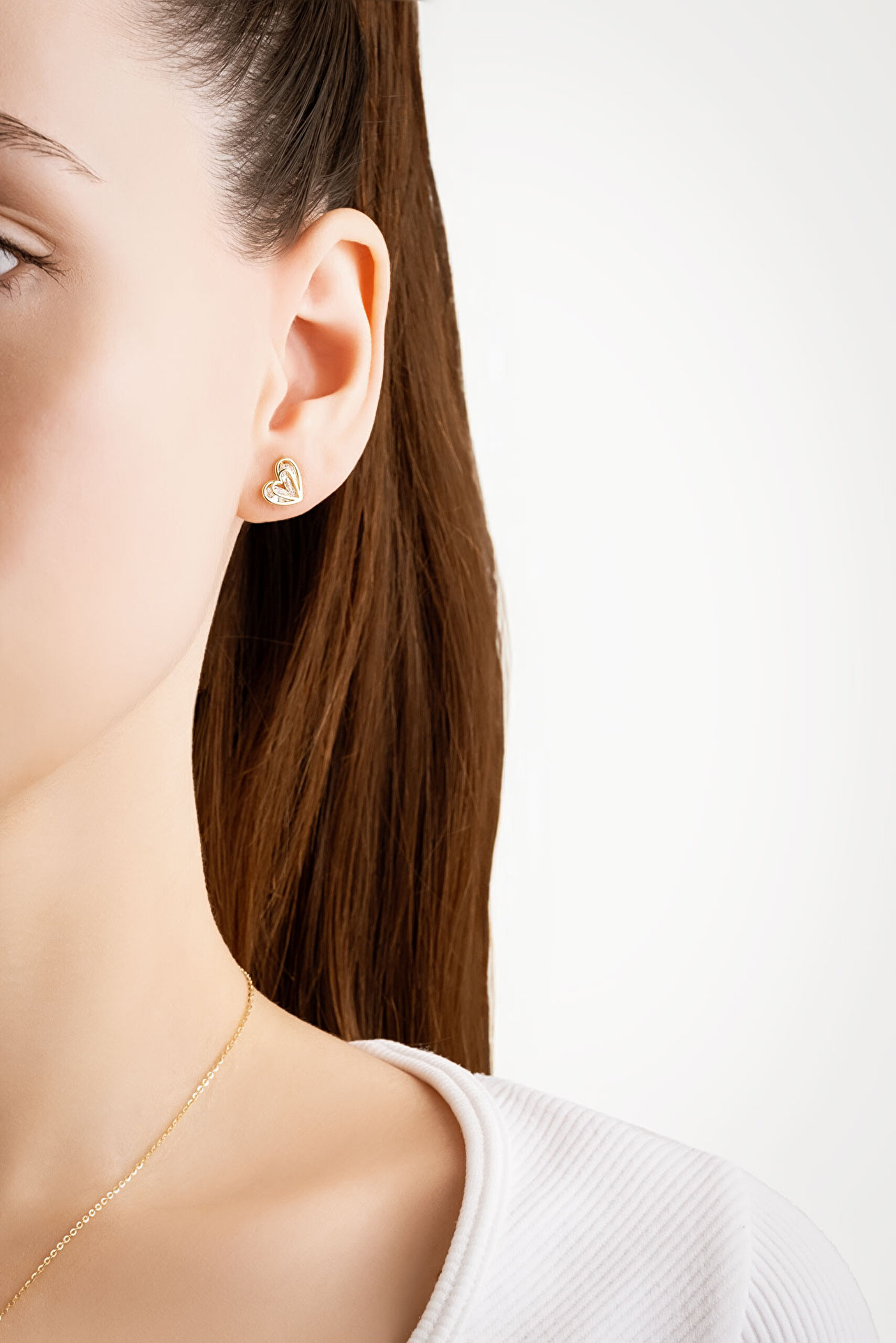 ⁠ Kalp Dokunuşu 18 Ayar Sarı Altın Kaplama Gümüş Seti_7}