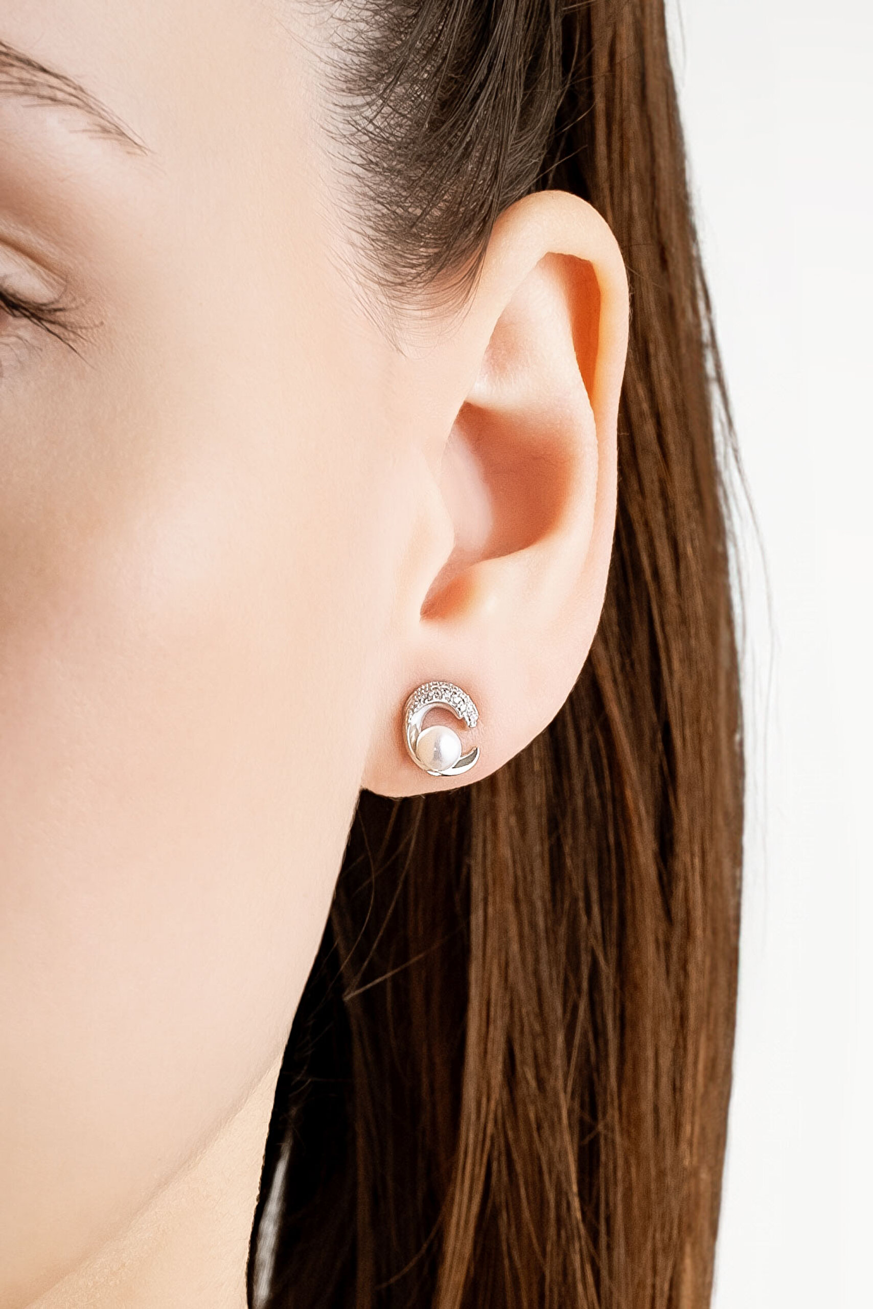 ⁠ Minimal İnci 18 Ayar Beyaz Altın Kaplama Gümüş Seti_3}