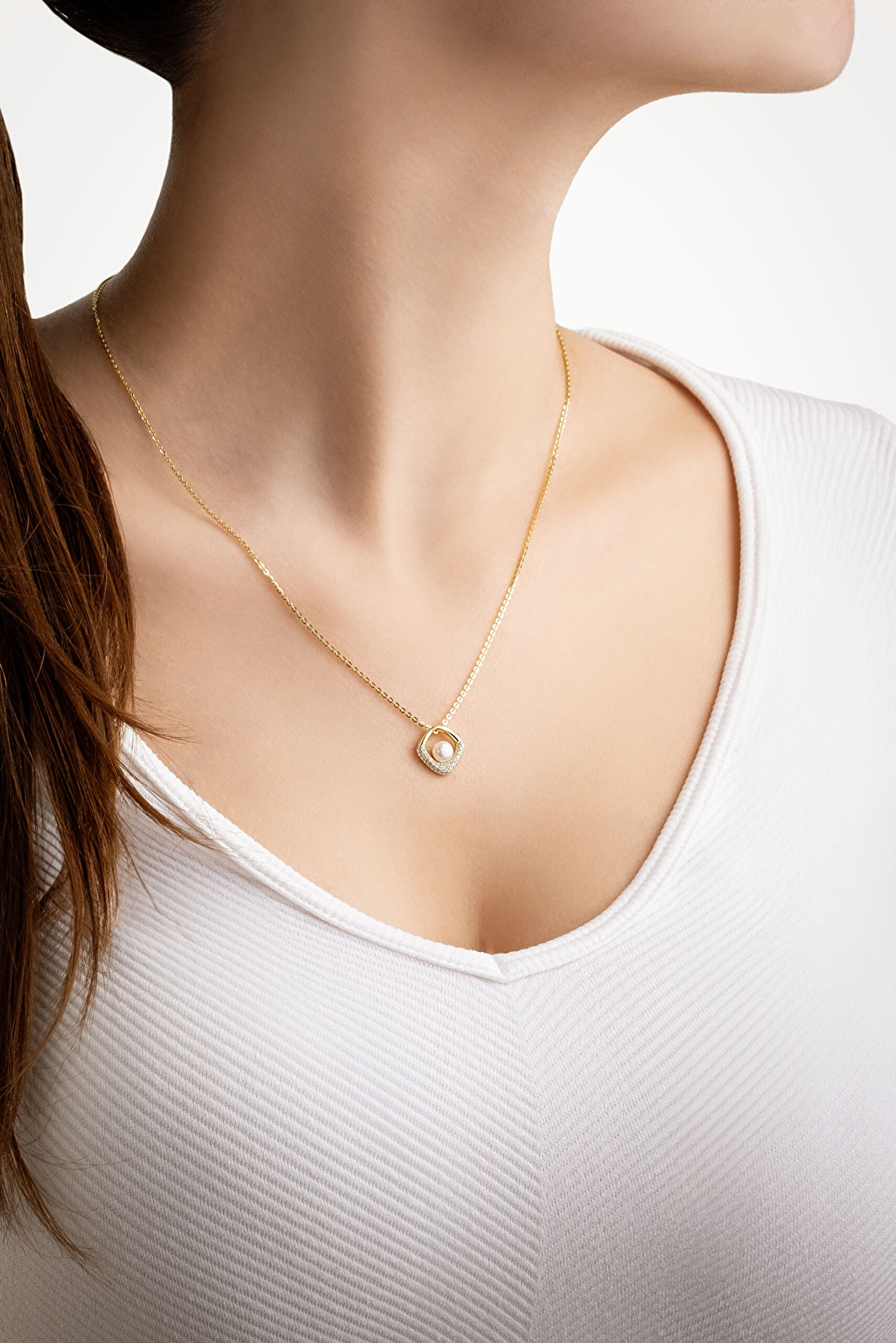 ⁠ İnci Zarafeti 18 Ayar Sarı Altın Kaplama Gümüş Seti_5}