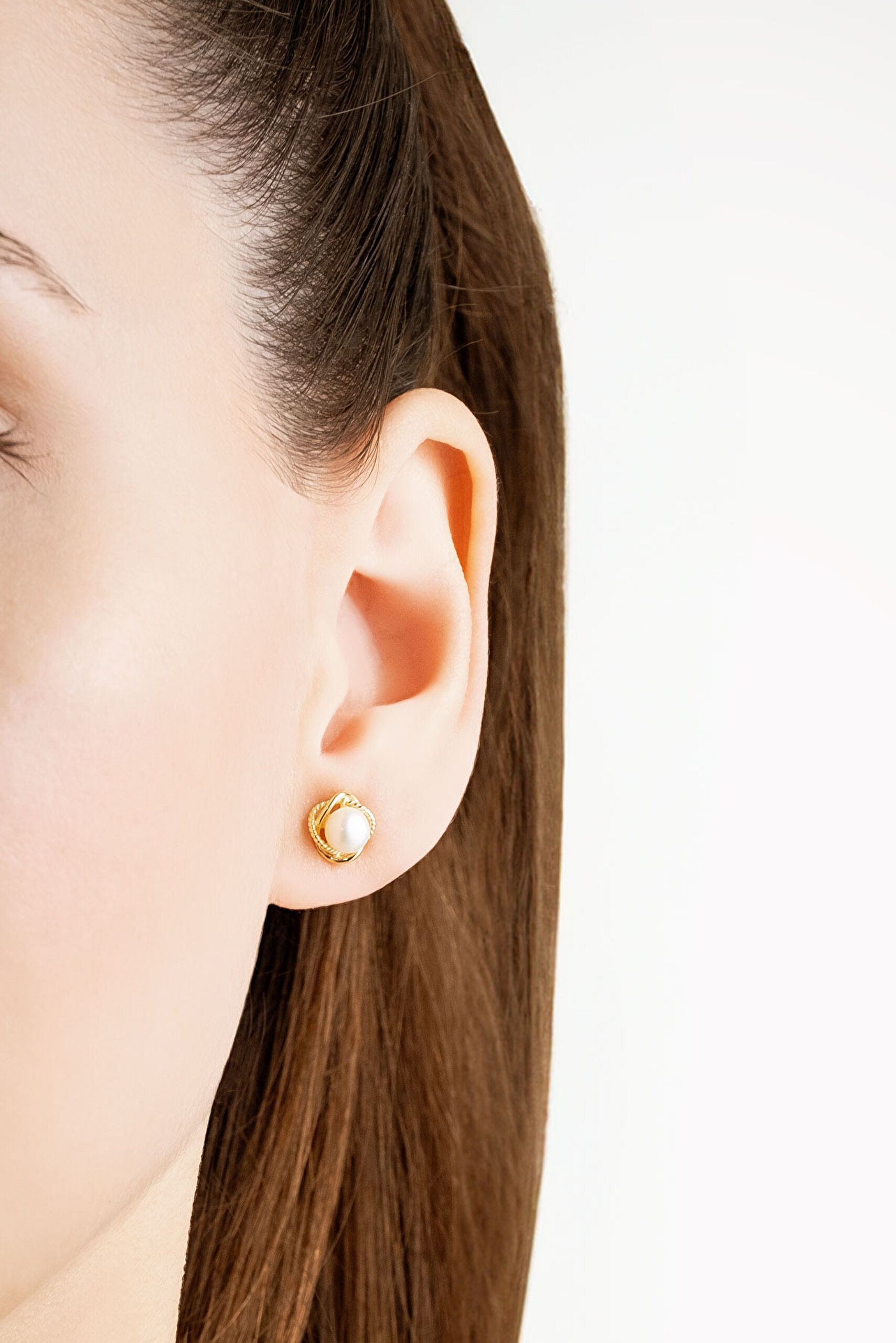 ⁠ Minimal İnci 18 Ayar Sarı Altın Kaplama Gümüş Seti_3}