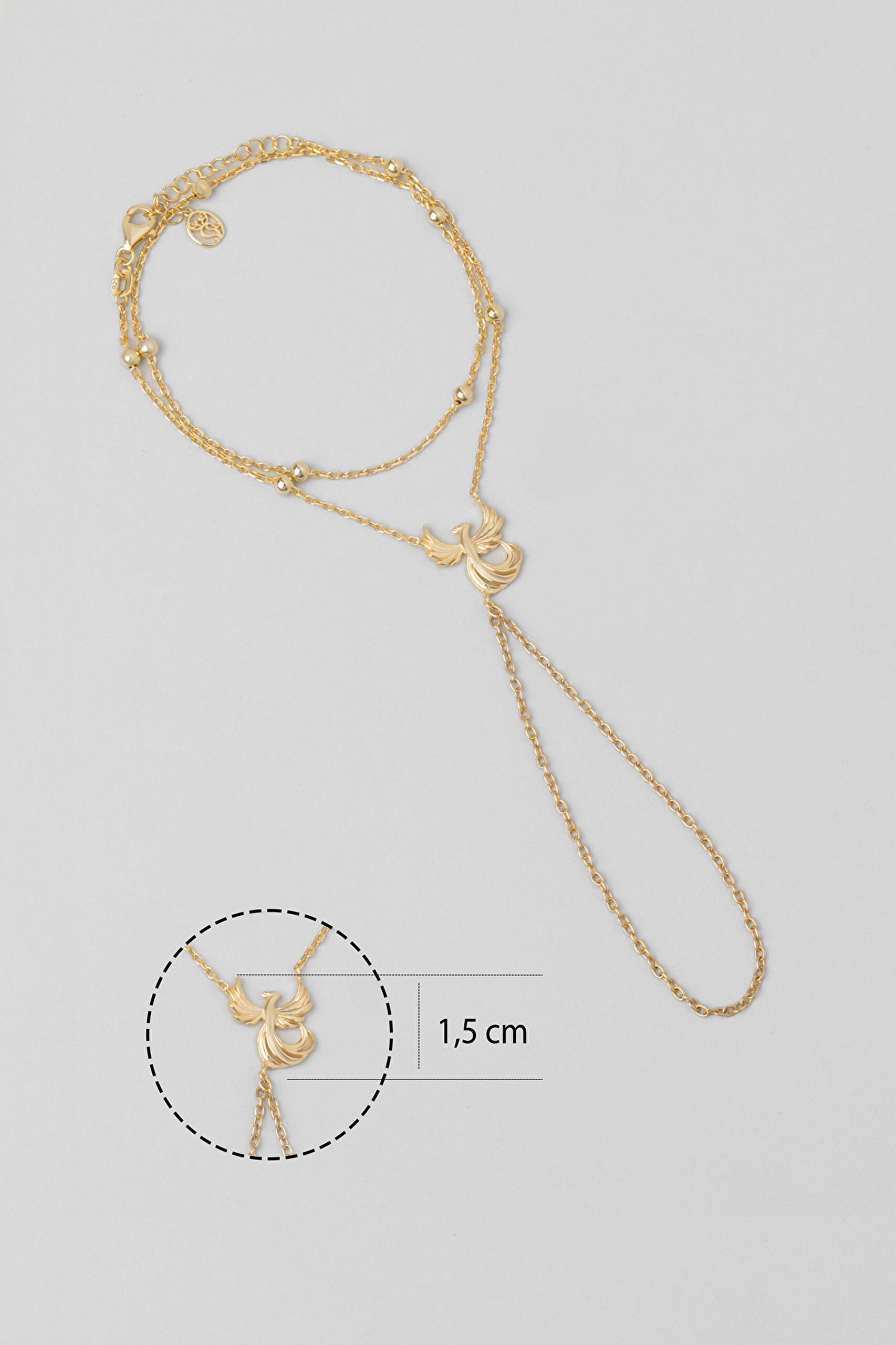 ⁠ Anka Kuşu 18 Ayar Sarı Altın Kaplama 35 Cm Gümüş Şahmeran_2}