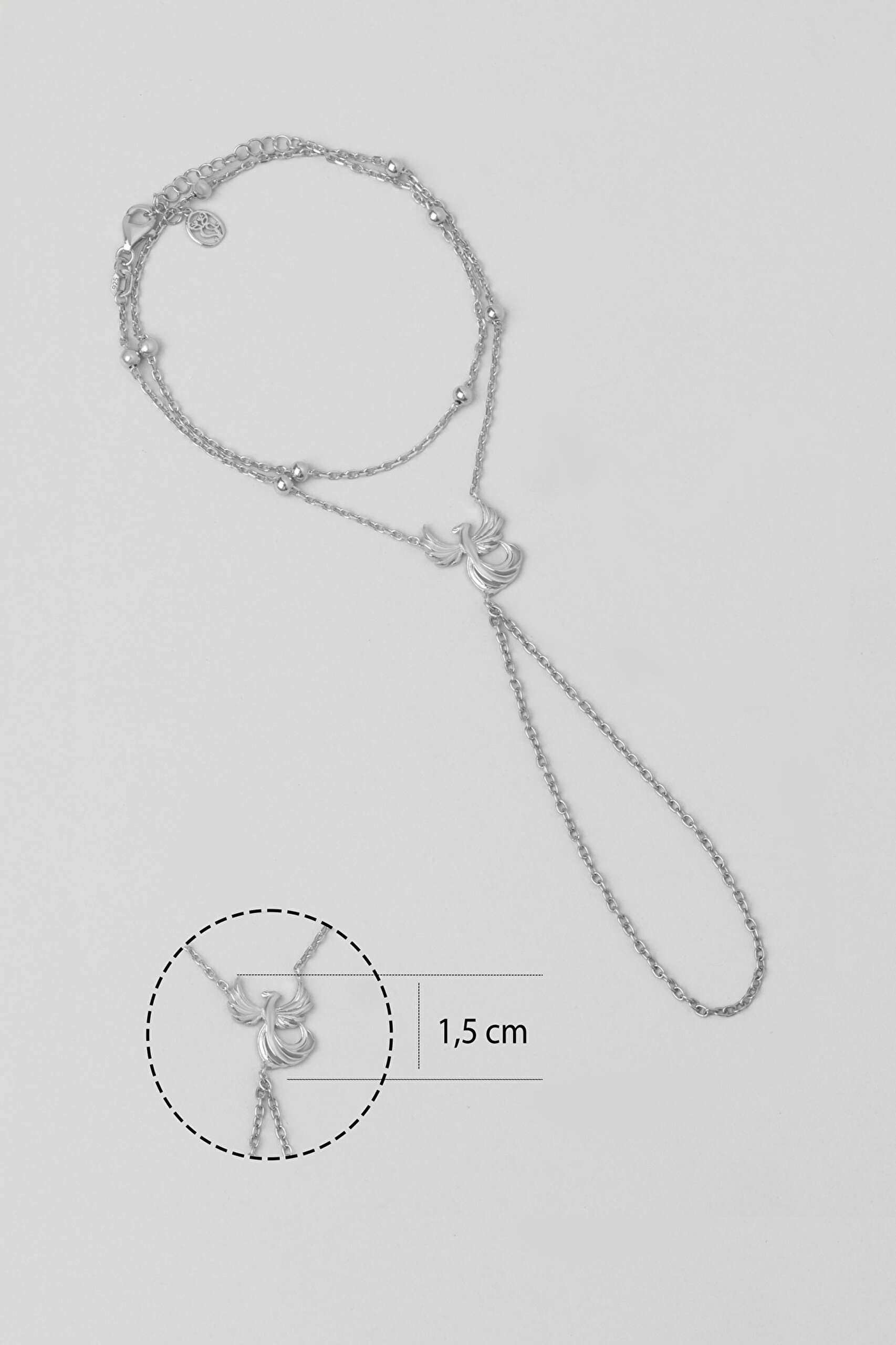 ⁠ Anka Kuşu 18 Ayar Beyaz Altın Kaplama 35 Cm Gümüş Şahmeran_2}