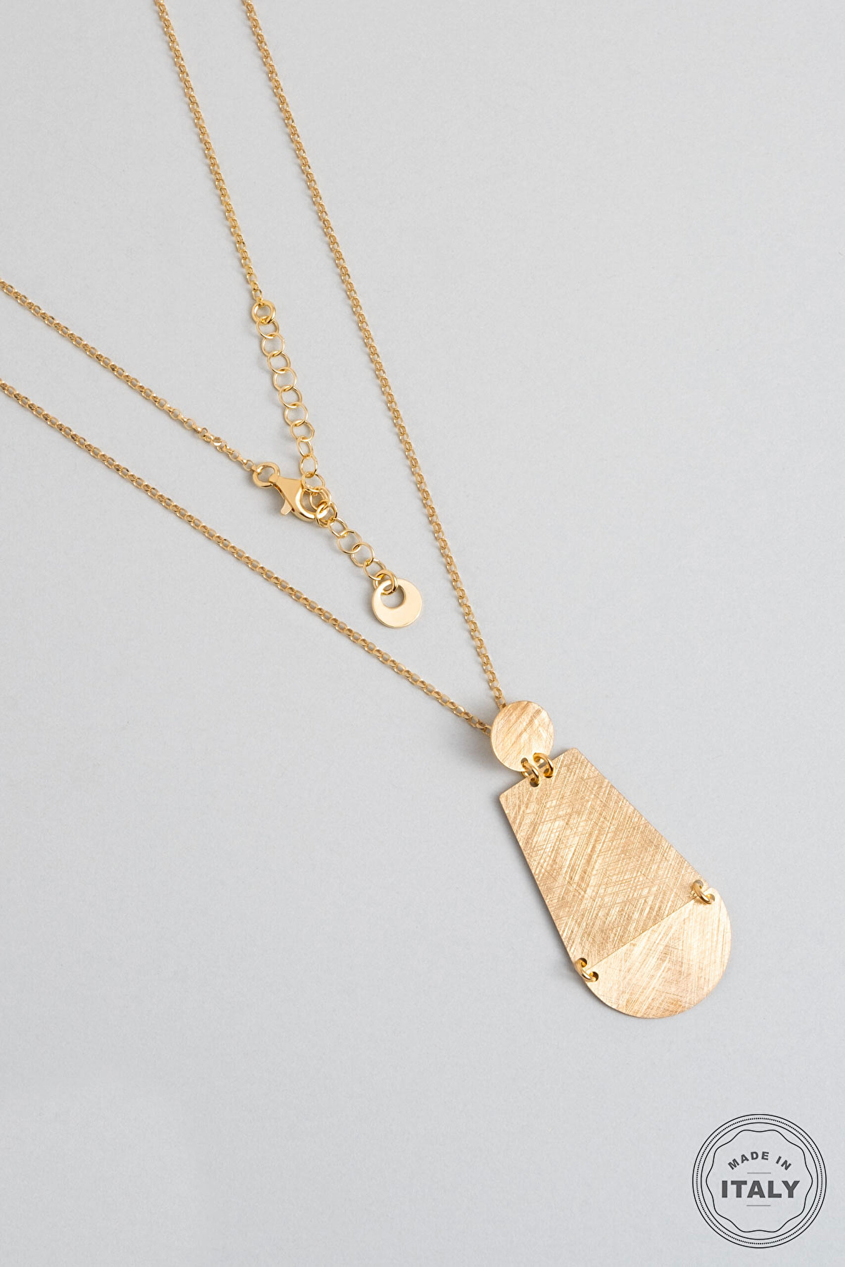 ⁠ Kızıl Kum 18 Ayar Sarı Altın Kaplama 45 Cm Gümüş Tasarım Kolye_0}